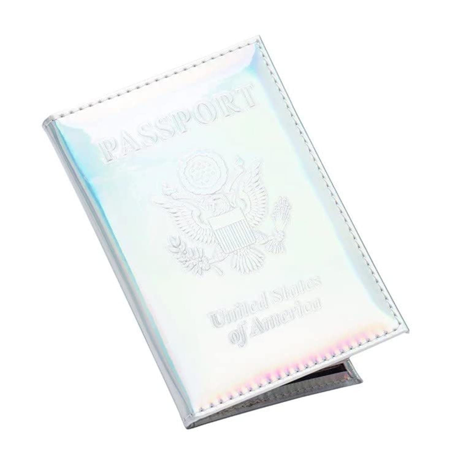 Chrome Passport Cover Vaccine Card Holder Combo, Passport Holder with Vaccine Card Slot (Pink)