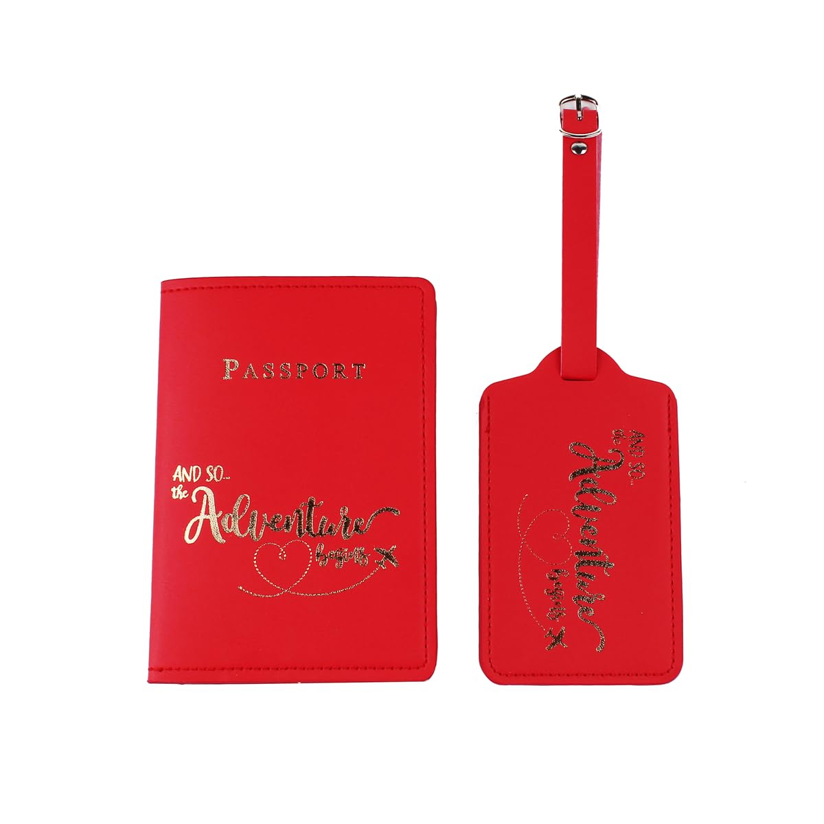 Belsmi Passport and Luggage Tags Set Travel Suitcase Tag (Style 1 - Pink)