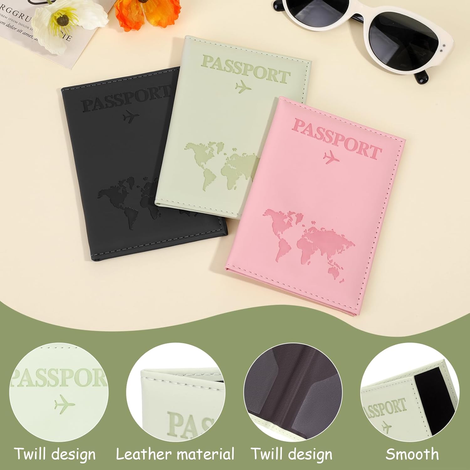 3Pcs Passport Covers for Travel, Family Passport Holder for 3, Passport Book Case for Women and Men Travel Must Haves Accessories
