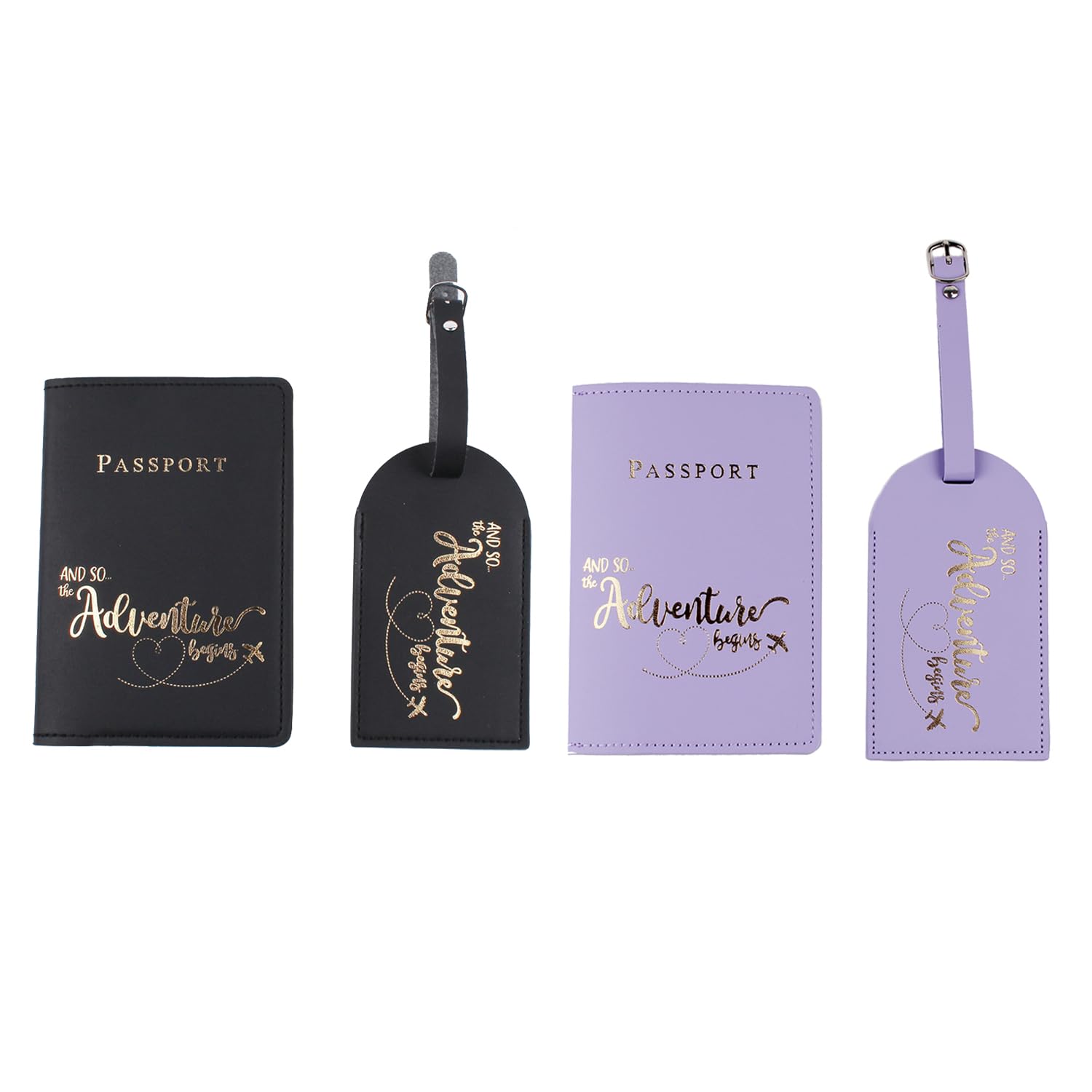 Belsmi Passport and Luggage Tags Set Travel Suitcase Tag (Style 1 - Pink)