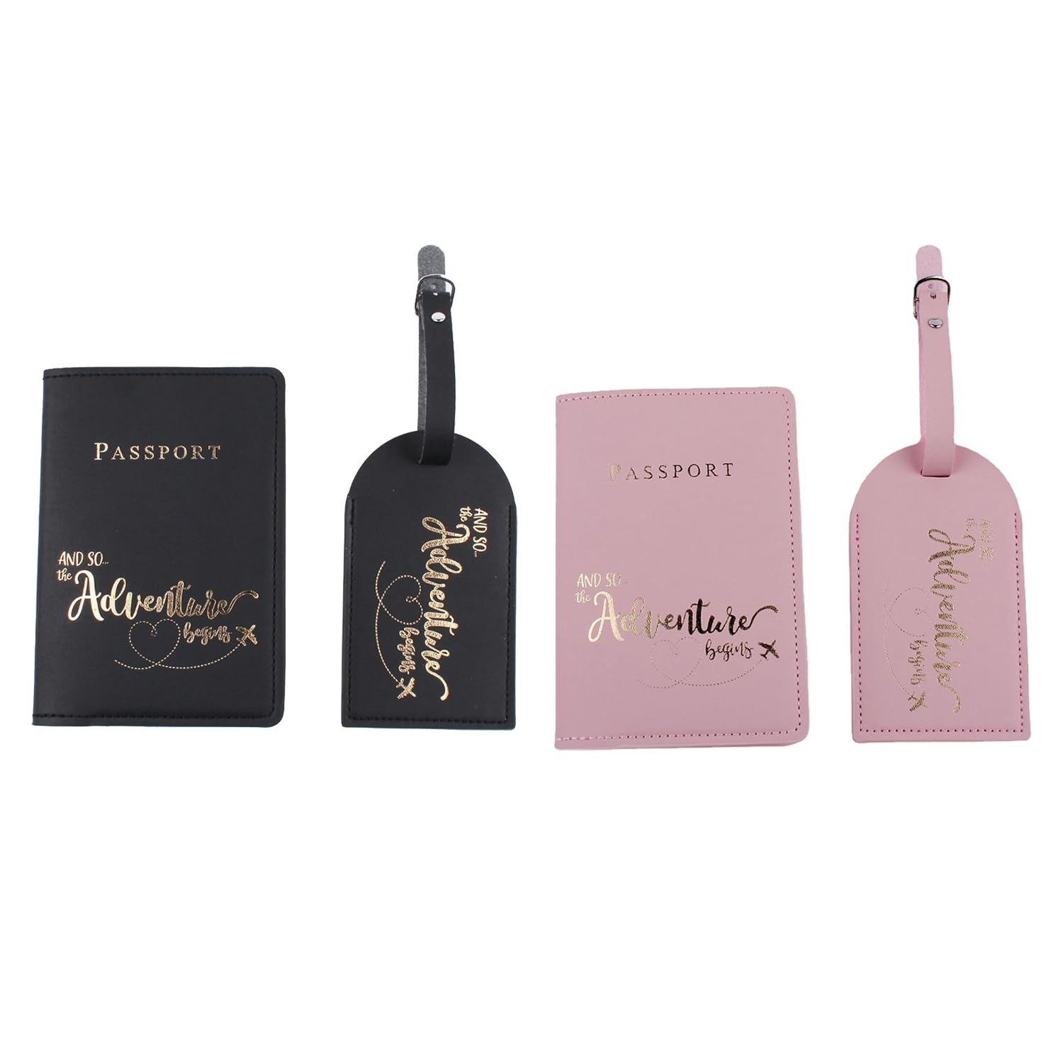 Belsmi Passport and Luggage Tags Set Travel Suitcase Tag (Style 1 - Pink)