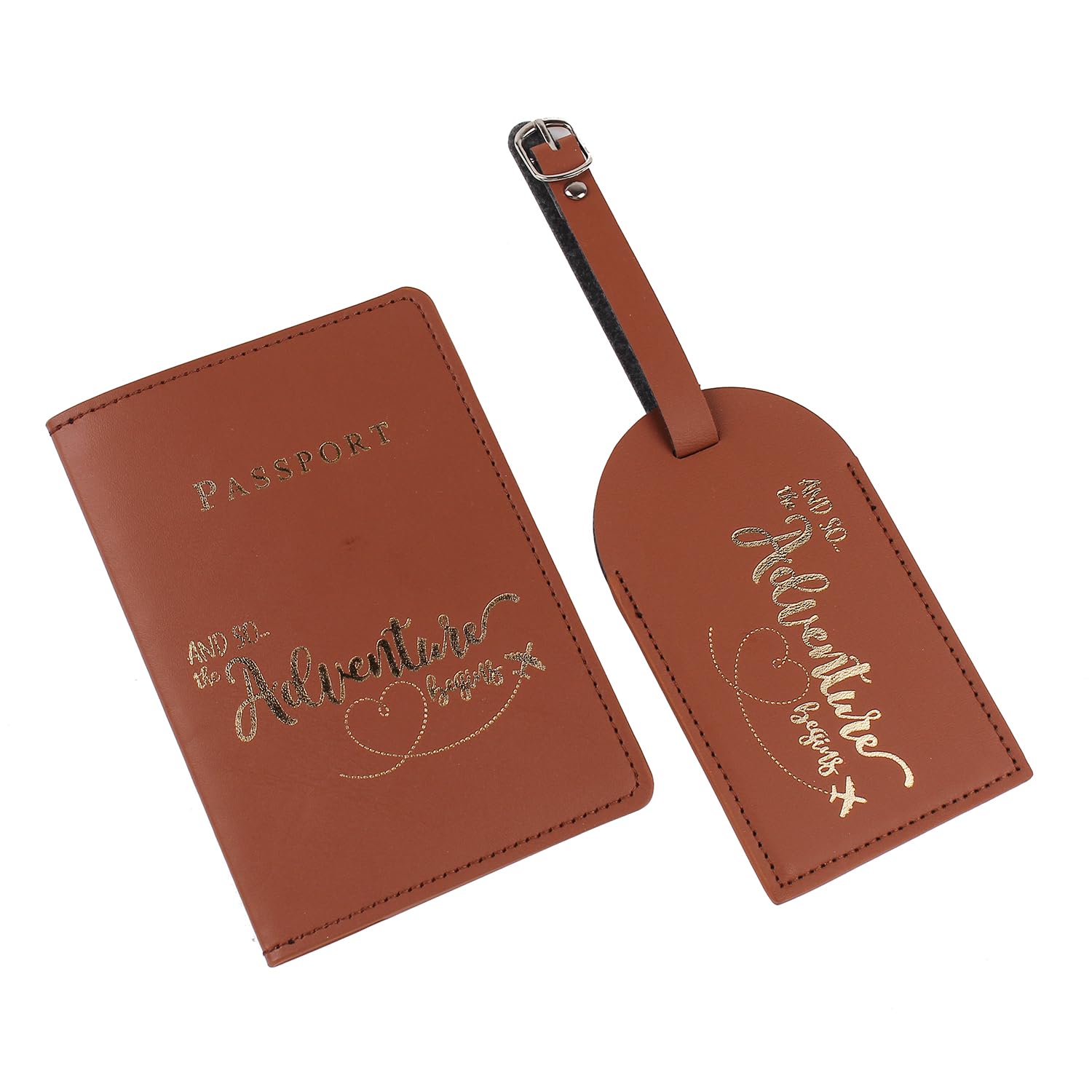 Belsmi Passport and Luggage Tags Set Travel Suitcase Tag (Style 1 - Pink)