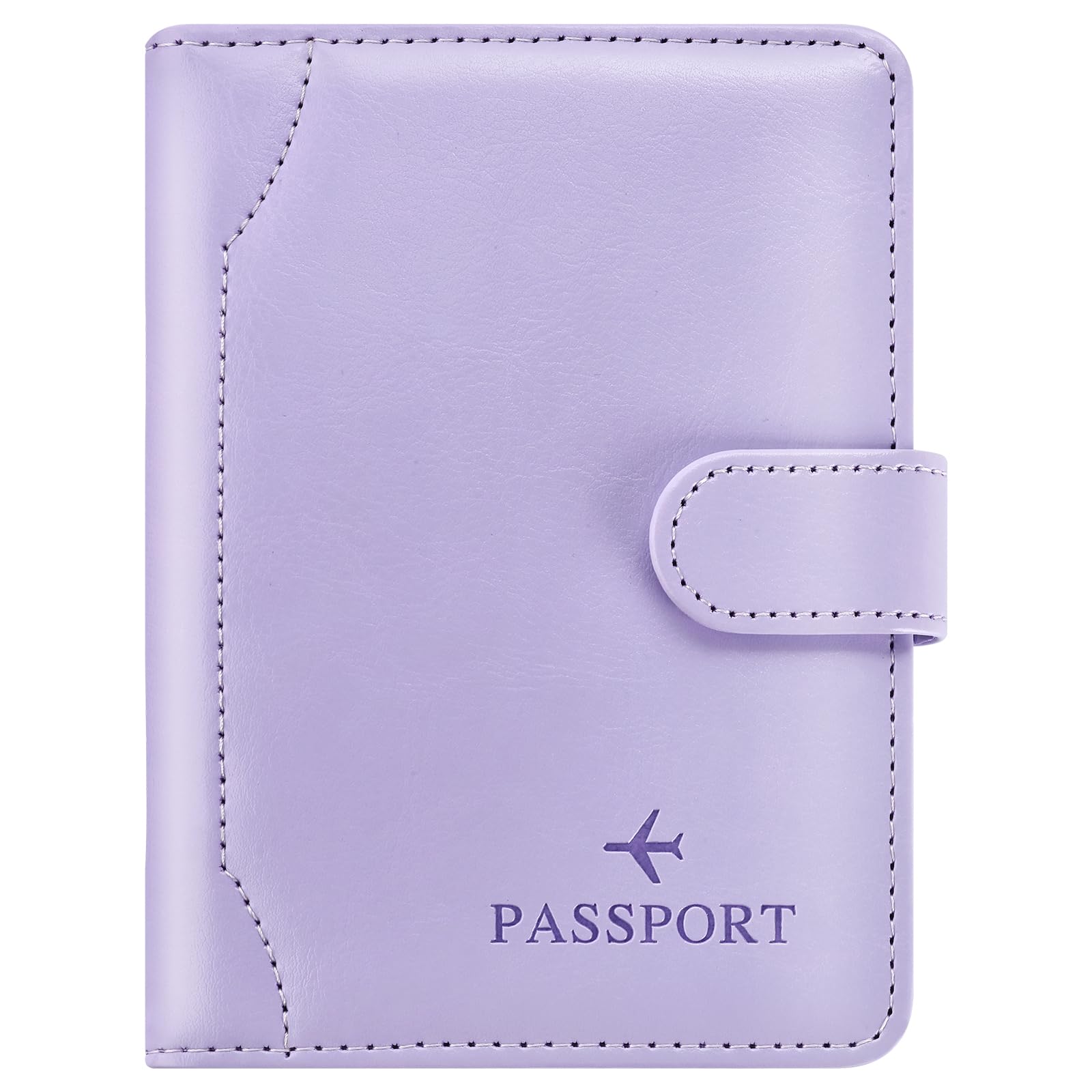 Herain Passport Holder Wallet Cover Case for Women Men Family, Metal US Badge Passport Book Holders with RFID Blocking, Travel Must Haves Cruise Ship Essentials (purple)