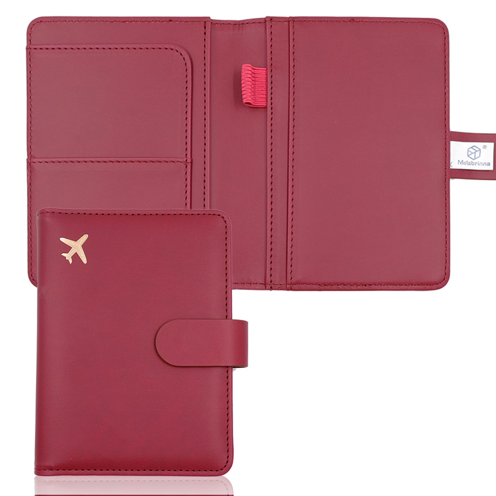 Melsbrinna Premium Leather Passport Holder Covers Case, Waterproof Rfid Blocking Travel Wallet Passport Holder with Pen Holder, Cute Passport Book for Women/Men