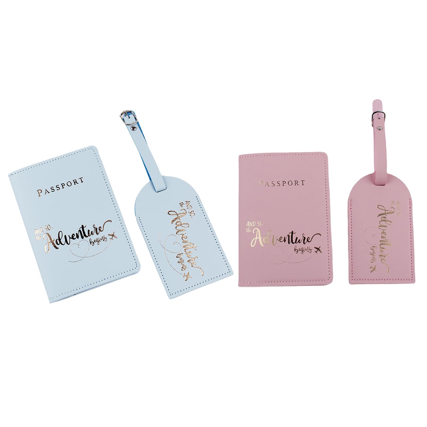 Belsmi Passport and Luggage Tags Set Travel Suitcase Tag (Style 1 - Pink)