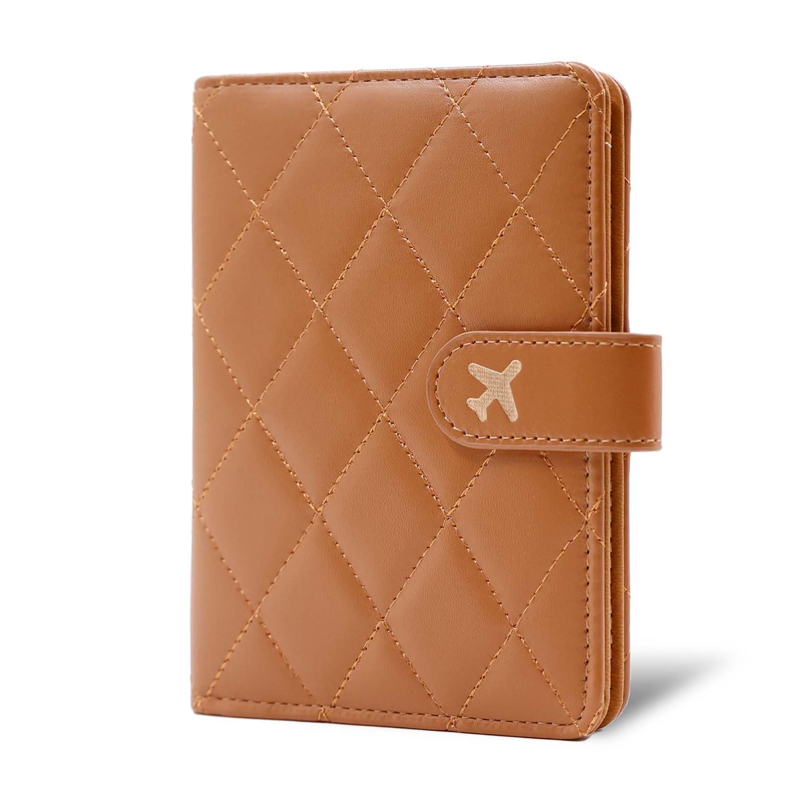 Melsbrinna Premium Leather Passport Holder Covers Case, Waterproof Rfid Blocking Travel Wallet Passport Holder with Pen Holder, Cute Passport Book for Women/Men