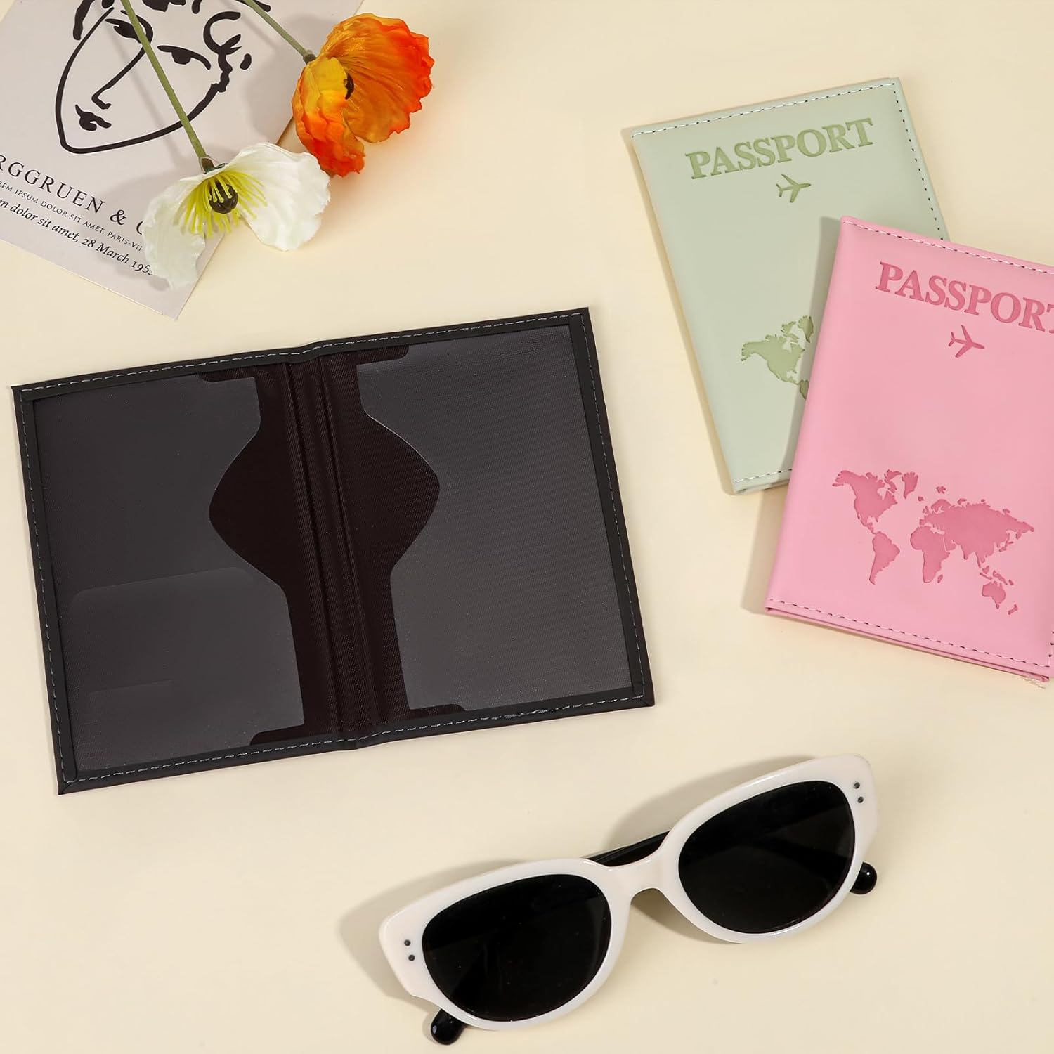 3Pcs Passport Covers for Travel, Family Passport Holder for 3, Passport Book Case for Women and Men Travel Must Haves Accessories