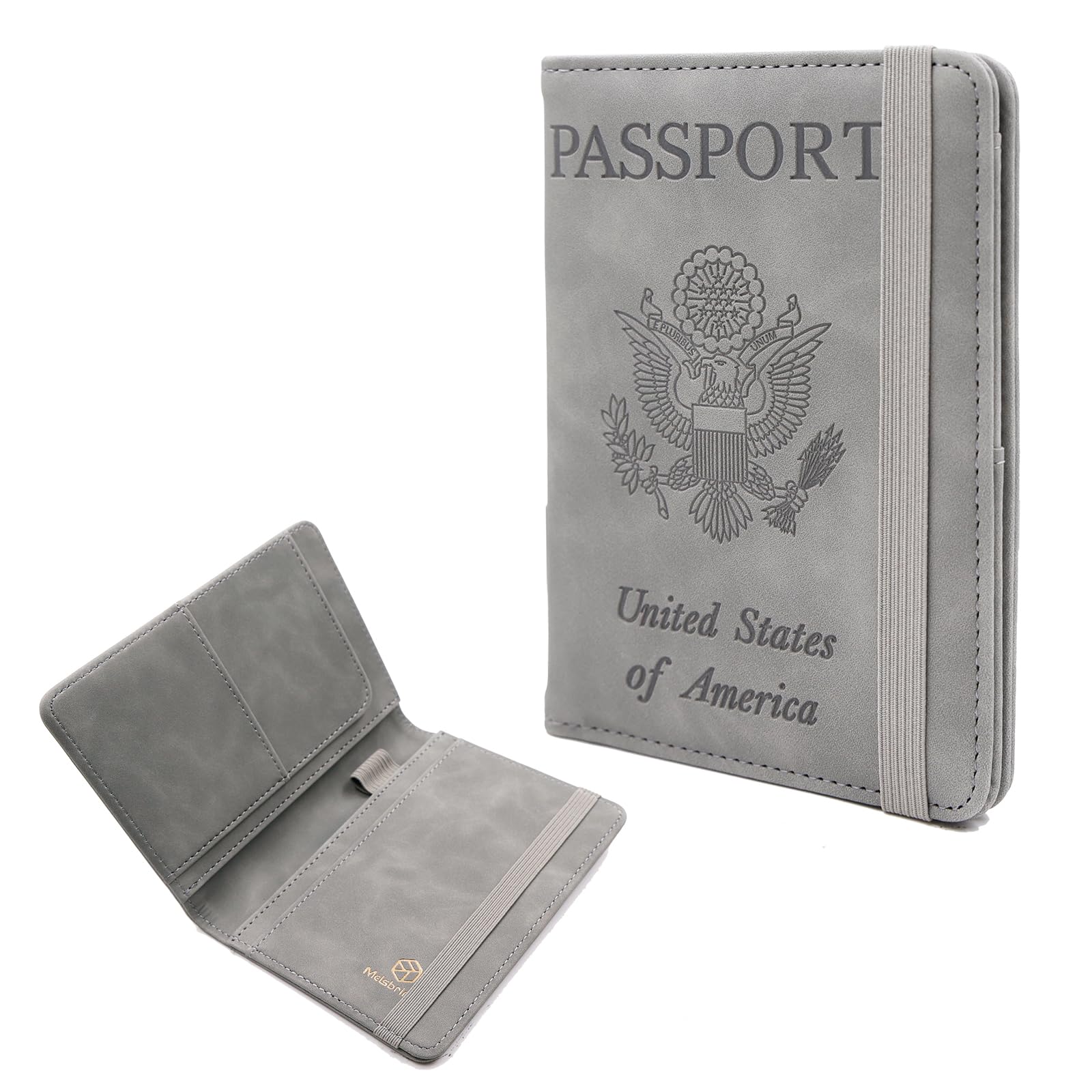 Melsbrinna Premium Leather Passport Holder Covers Case, Waterproof Rfid Blocking Travel Wallet Passport Holder with Pen Holder, Cute Passport Book for Women/Men