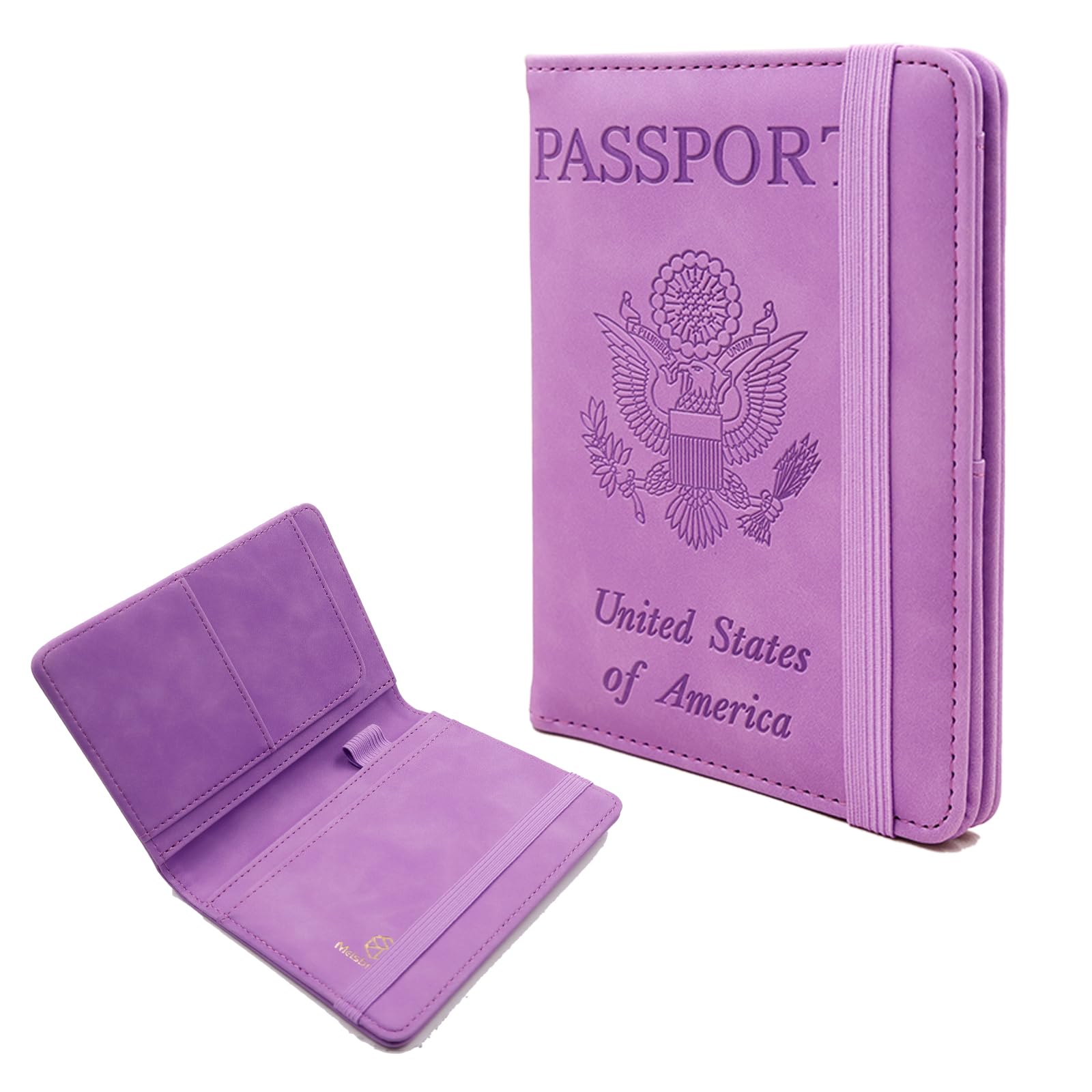 Melsbrinna Premium Leather Passport Holder Covers Case, Waterproof Rfid Blocking Travel Wallet Passport Holder with Pen Holder, Cute Passport Book for Women/Men