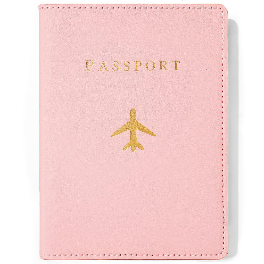 Sizobi Leather Passport Holder Covers, Passport Holder for Travel Women, RFID Blocking Wallet Case, International Travel Must Haves Travel Accessories for Women Men,Cruise Ship Essentials Gifts, Pink