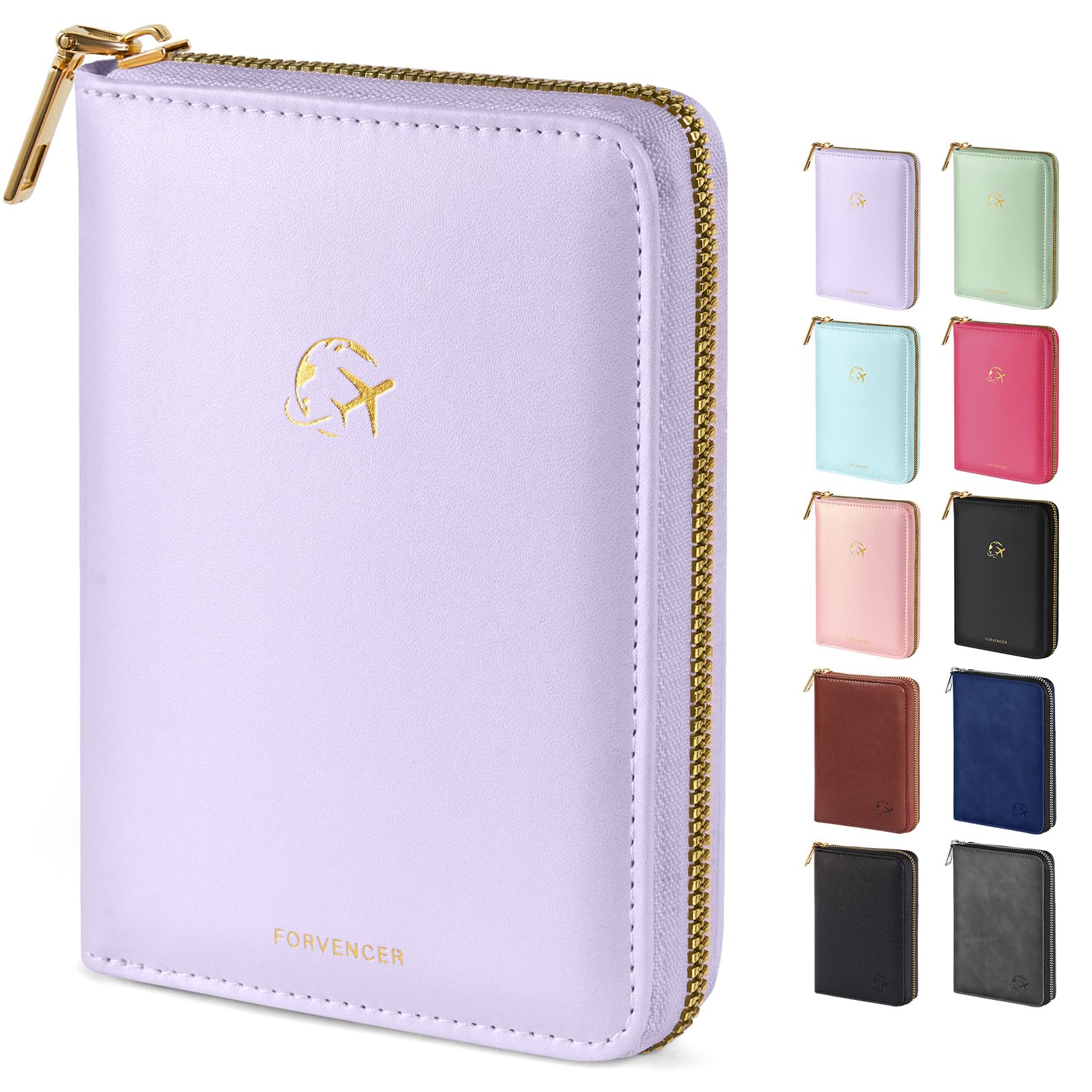 Forvencer Passport Holder Cover with Safe Zipper Closure, Premium Passport Wallet for Travel, Cute RFID Blocking Card Case, Waterproof Travel Accessories for Women, Black