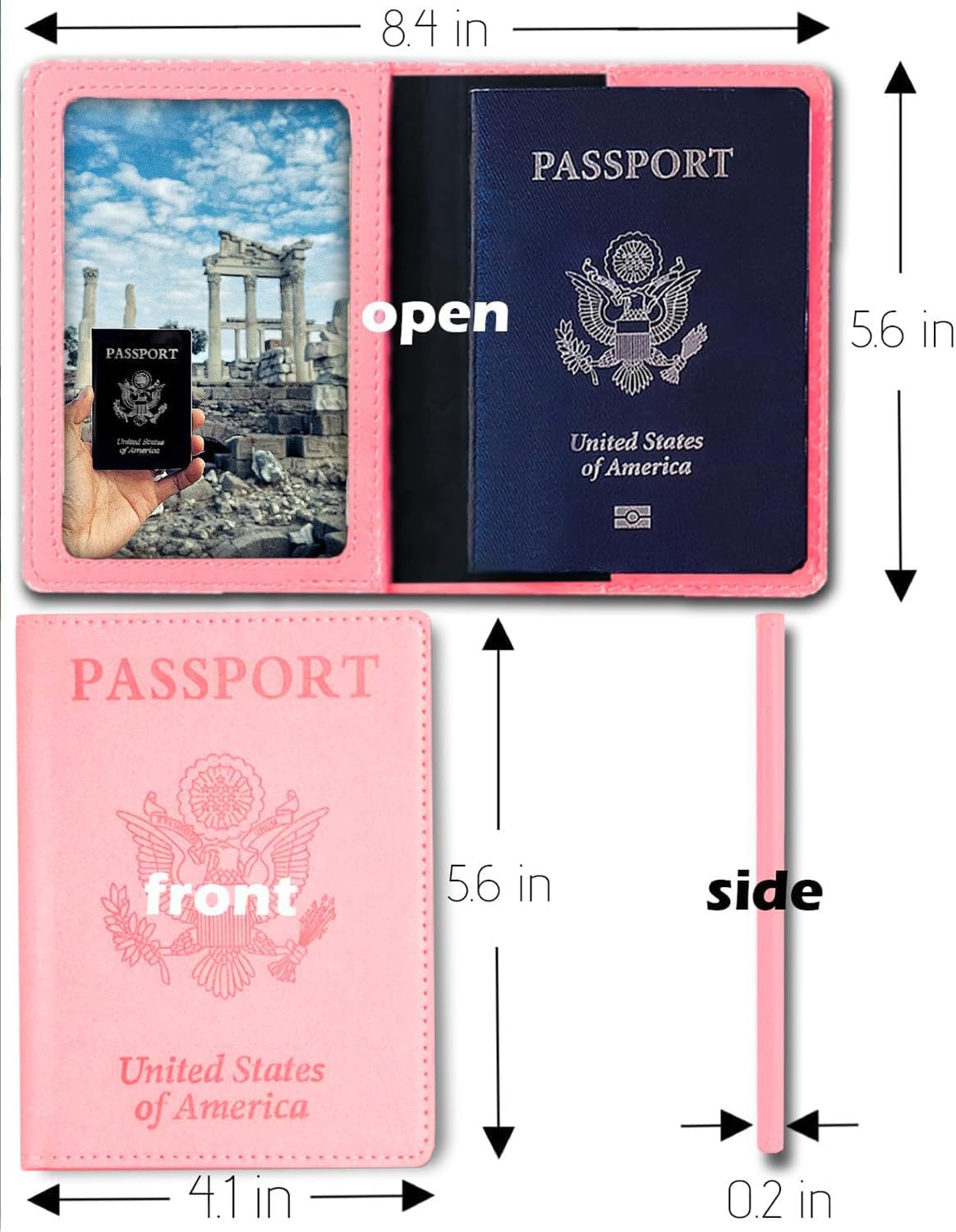 Sizobi Leather Passport Holder Covers, Passport Holder for Travel Women, RFID Blocking Wallet Case, International Travel Must Haves Travel Accessories for Women Men,Cruise Ship Essentials Gifts, Pink