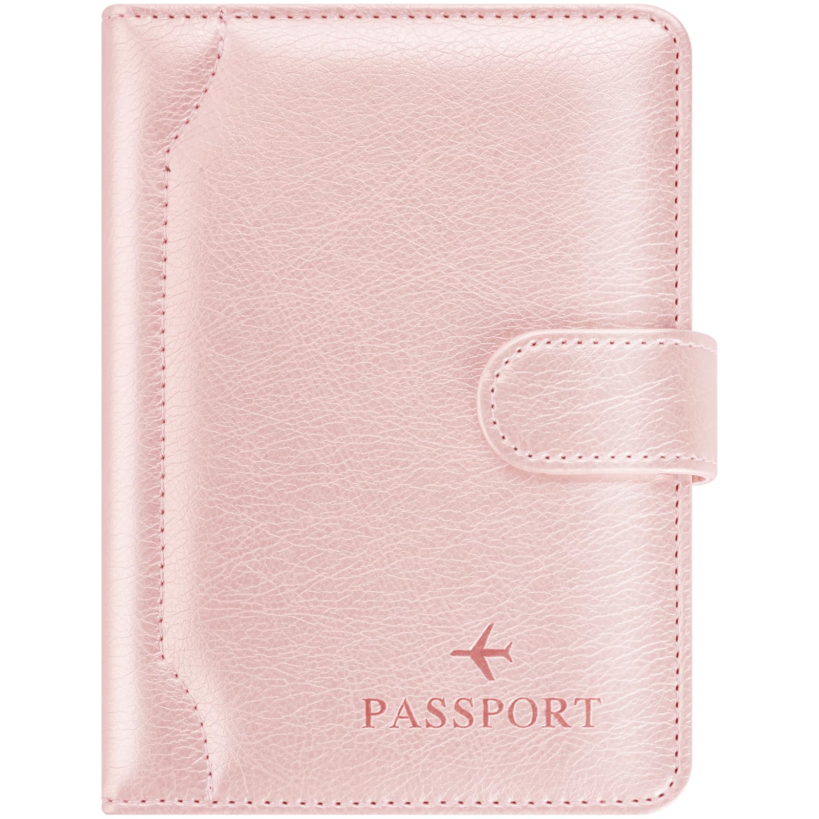 Herain Passport Holder Wallet Cover Case for Women Men Family, Metal US Badge Passport Book Holders with RFID Blocking, Travel Must Haves Cruise Ship Essentials (purple)