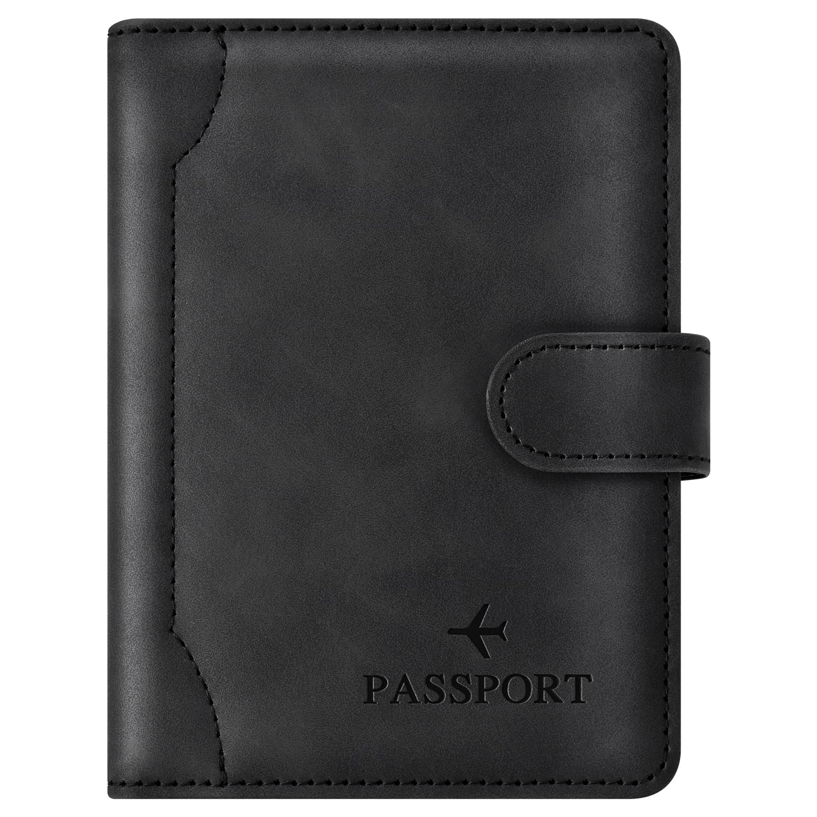Herain Passport Holder Wallet Cover Case for Women Men Family, Metal US Badge Passport Book Holders with RFID Blocking, Travel Must Haves Cruise Ship Essentials (purple)