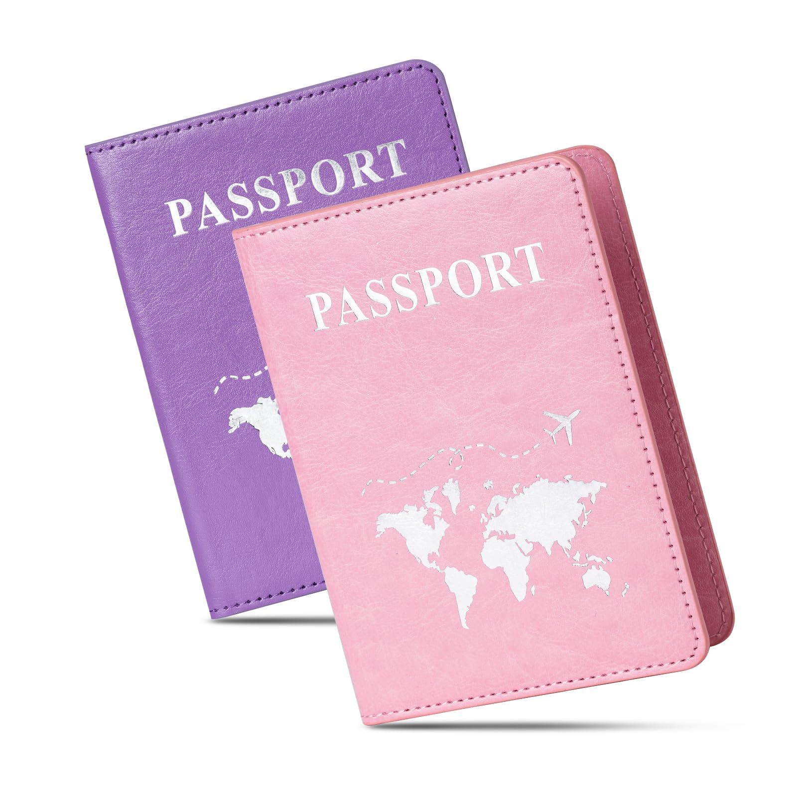 2 Pcs Passport holders，Ultra Slim passport wallet，PU Leather Passport Cover for Women and Men
