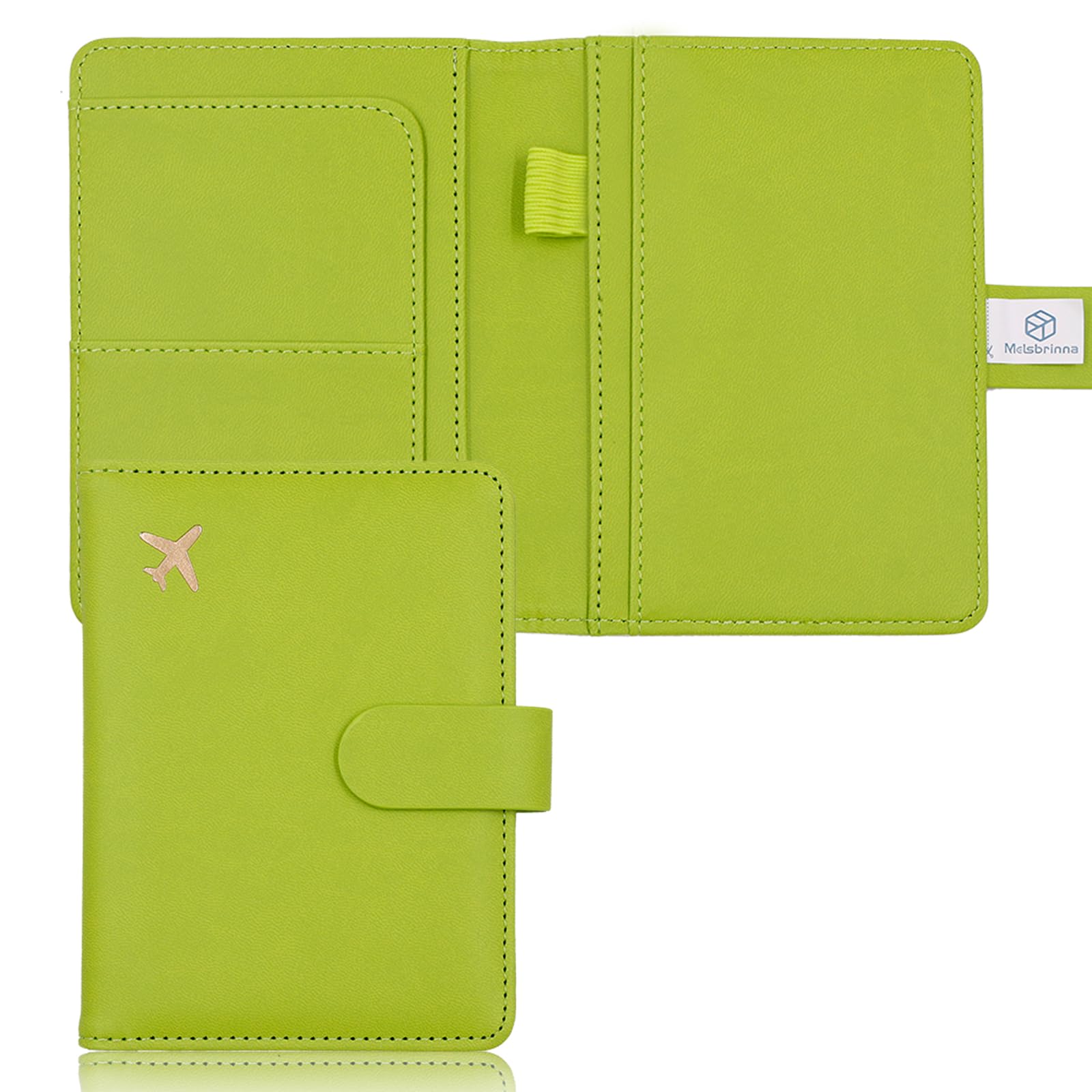 Melsbrinna Premium Leather Passport Holder Covers Case, Waterproof Rfid Blocking Travel Wallet Passport Holder with Pen Holder, Cute Passport Book for Women/Men