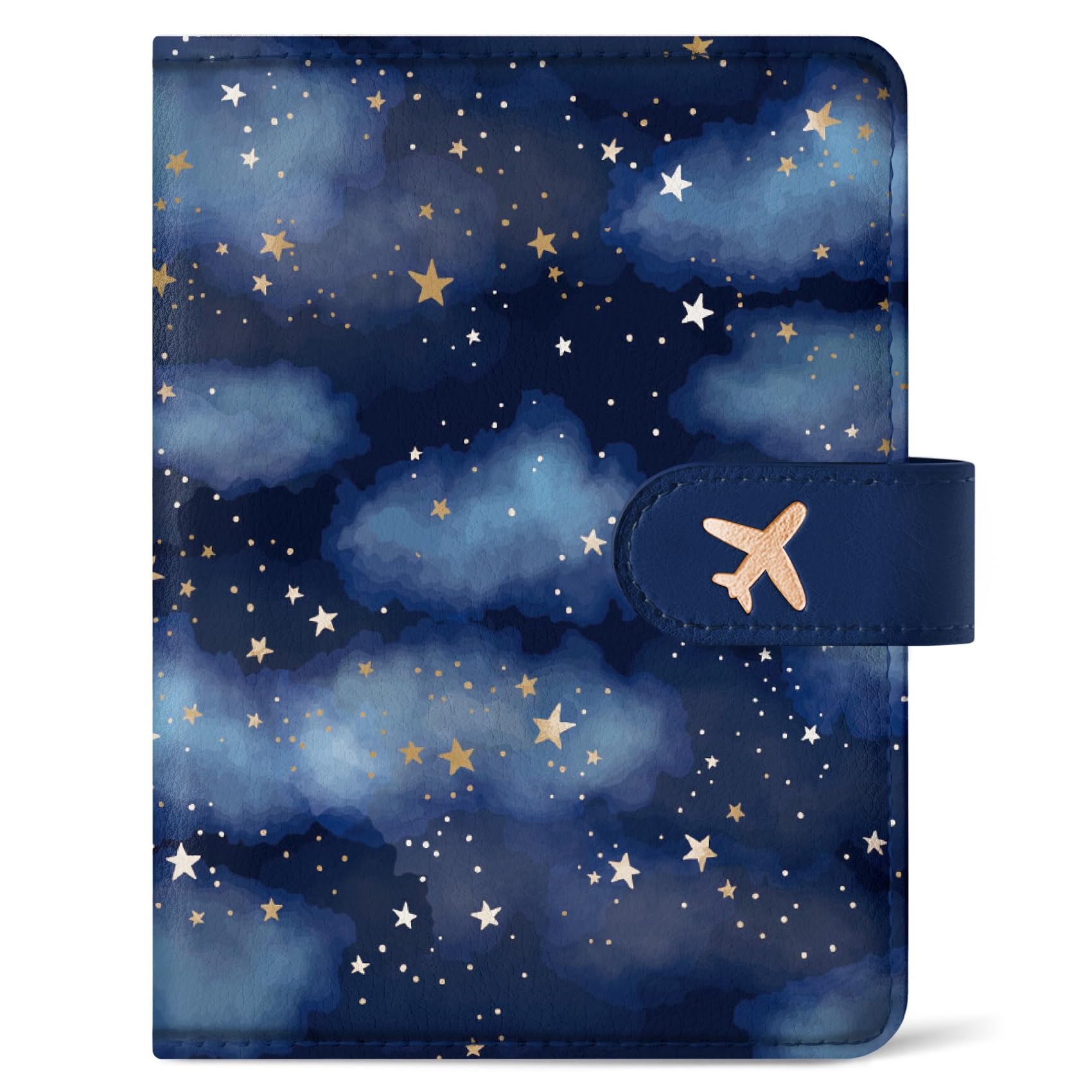 Passport Holder for Travel Essentials, RFID Blocking Leather Cover Wallet with Magnetic Closure, Aesthetic & Cute Passport Book Case for Women and Men - Wildflower