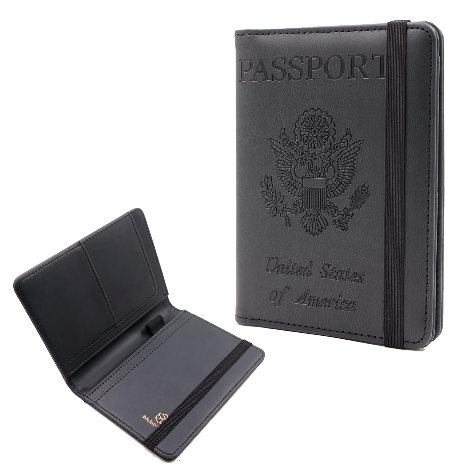 Melsbrinna Premium Leather Passport Holder Covers Case, Waterproof Rfid Blocking Travel Wallet Passport Holder with Pen Holder, Cute Passport Book for Women/Men