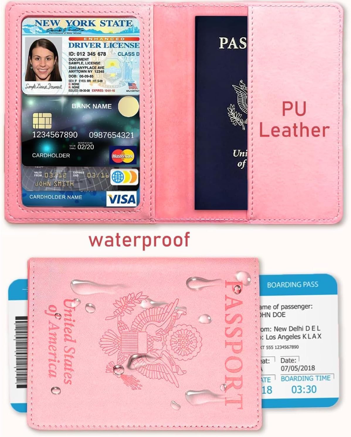 Sizobi Leather Passport Holder Covers, Passport Holder for Travel Women, RFID Blocking Wallet Case, International Travel Must Haves Travel Accessories for Women Men,Cruise Ship Essentials Gifts, Pink