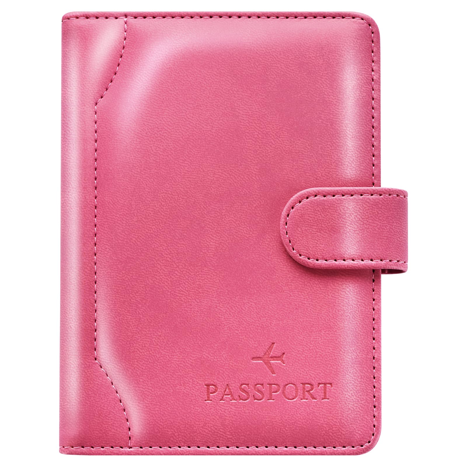 Herain Passport Holder Wallet Cover Case for Women Men Family, Metal US Badge Passport Book Holders with RFID Blocking, Travel Must Haves Cruise Ship Essentials (purple)