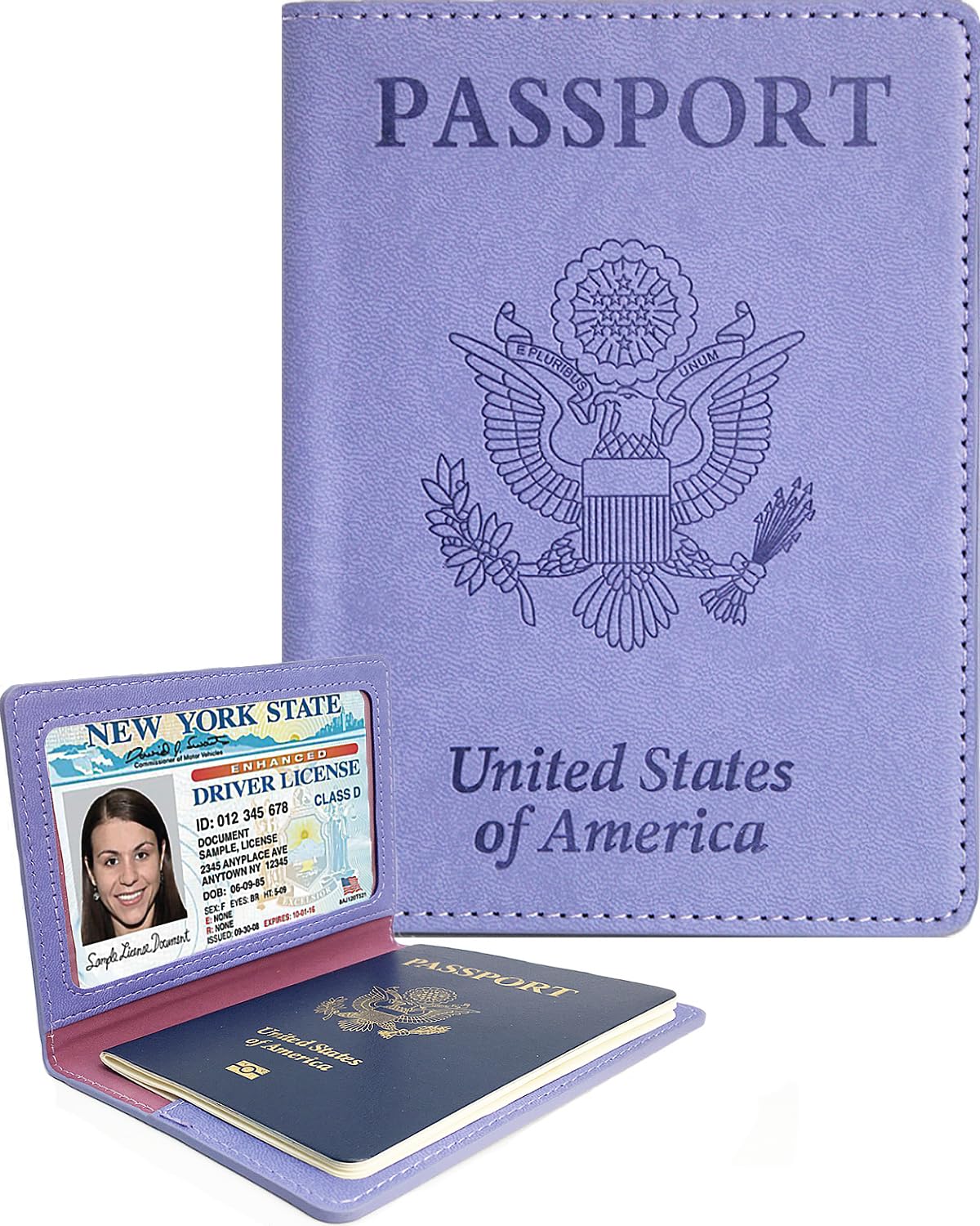 Sizobi Leather Passport Holder Covers, Passport Holder for Travel Women, RFID Blocking Wallet Case, International Travel Must Haves Travel Accessories for Women Men,Cruise Ship Essentials Gifts, Pink