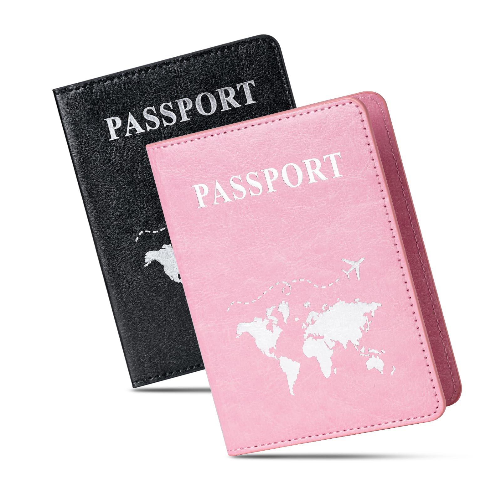 2 Pcs Passport holders，Ultra Slim passport wallet，PU Leather Passport Cover for Women and Men