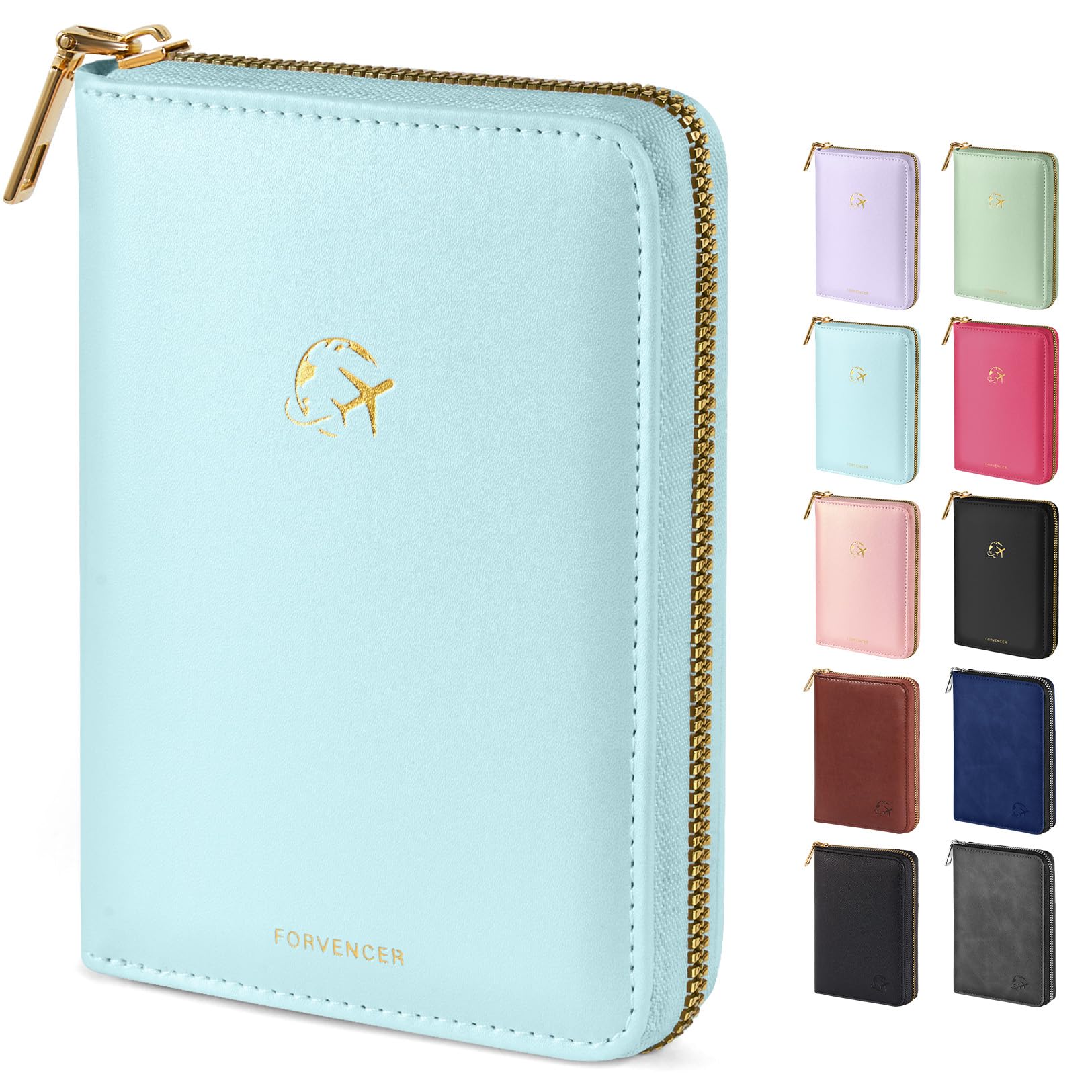 Forvencer Passport Holder Cover with Safe Zipper Closure, Premium Passport Wallet for Travel, Cute RFID Blocking Card Case, Waterproof Travel Accessories for Women, Black
