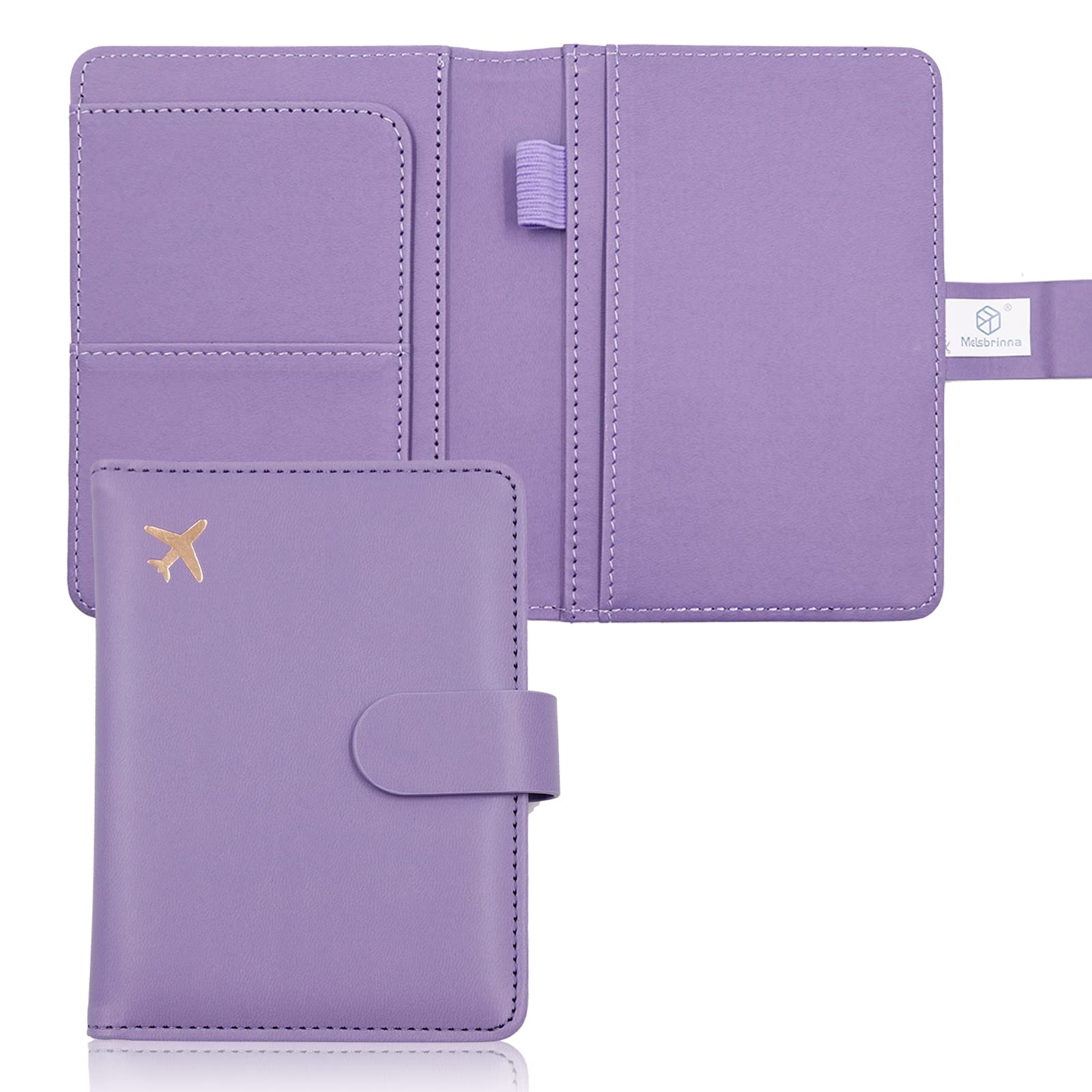 Melsbrinna Premium Leather Passport Holder Covers Case, Waterproof Rfid Blocking Travel Wallet Passport Holder with Pen Holder, Cute Passport Book for Women/Men