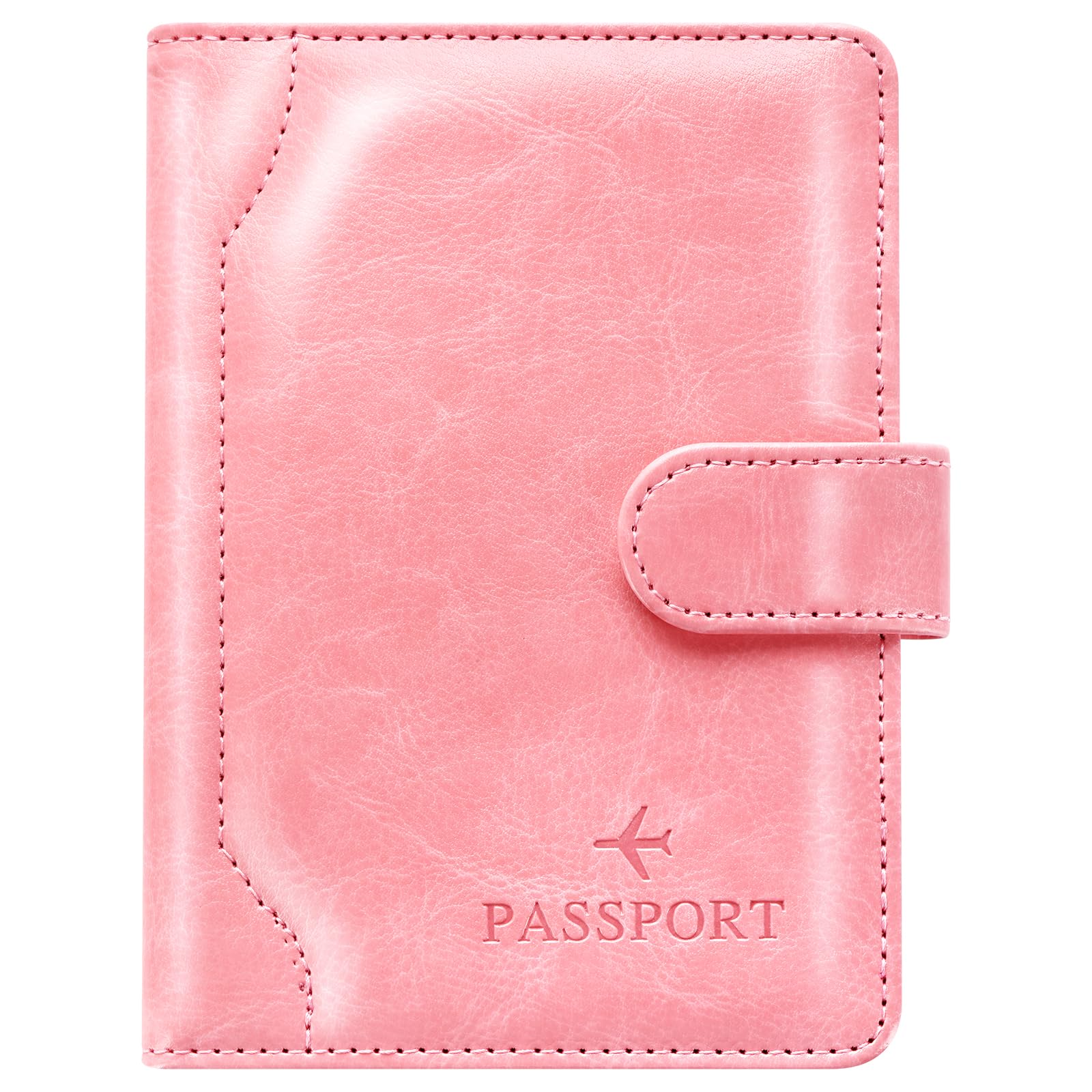 Herain Passport Holder Wallet Cover Case for Women Men Family, Metal US Badge Passport Book Holders with RFID Blocking, Travel Must Haves Cruise Ship Essentials (purple)