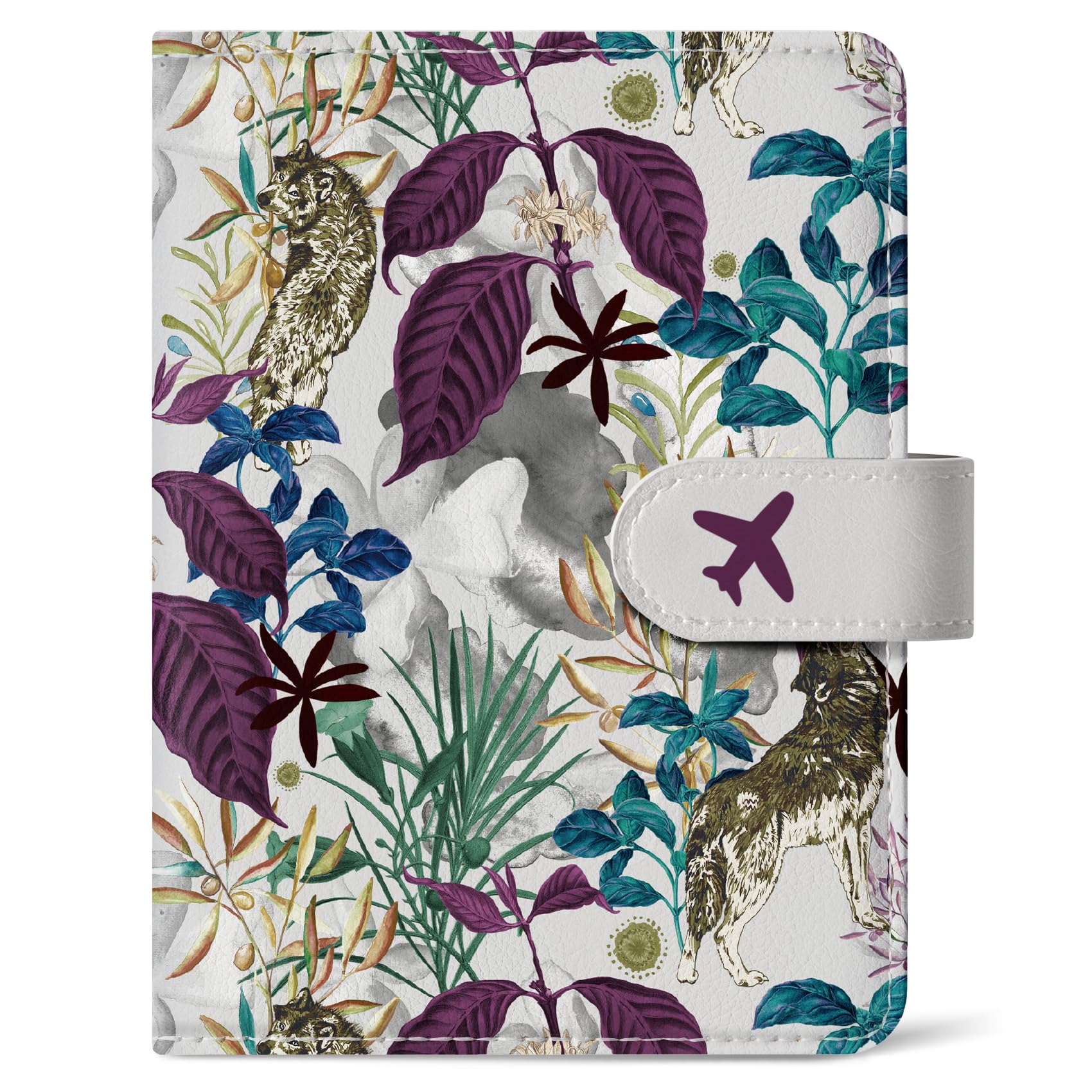 Passport Holder for Travel Essentials, RFID Blocking Leather Cover Wallet with Magnetic Closure, Aesthetic & Cute Passport Book Case for Women and Men - Wildflower