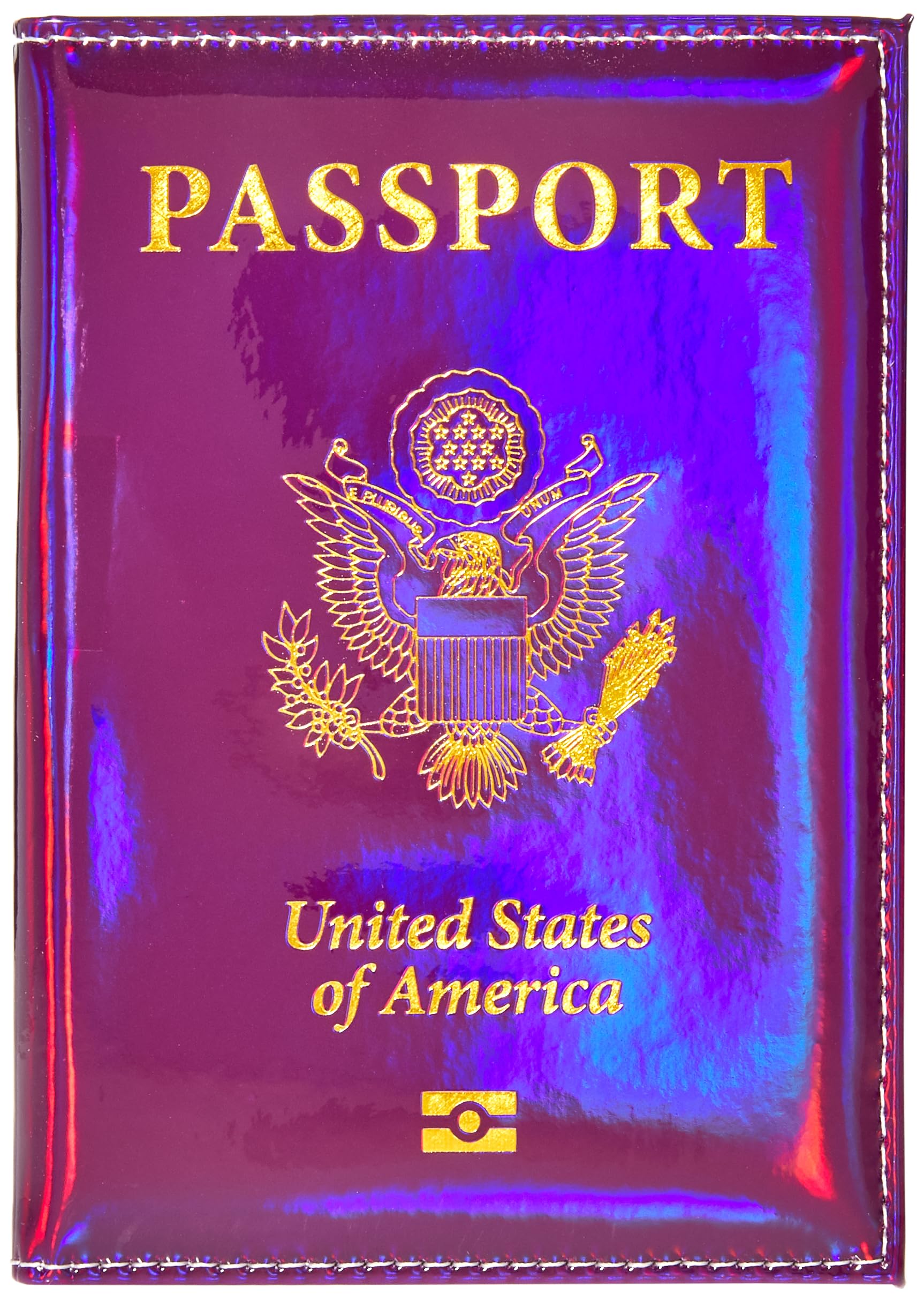 Chrome Passport Cover Vaccine Card Holder Combo, Passport Holder with Vaccine Card Slot (Pink)