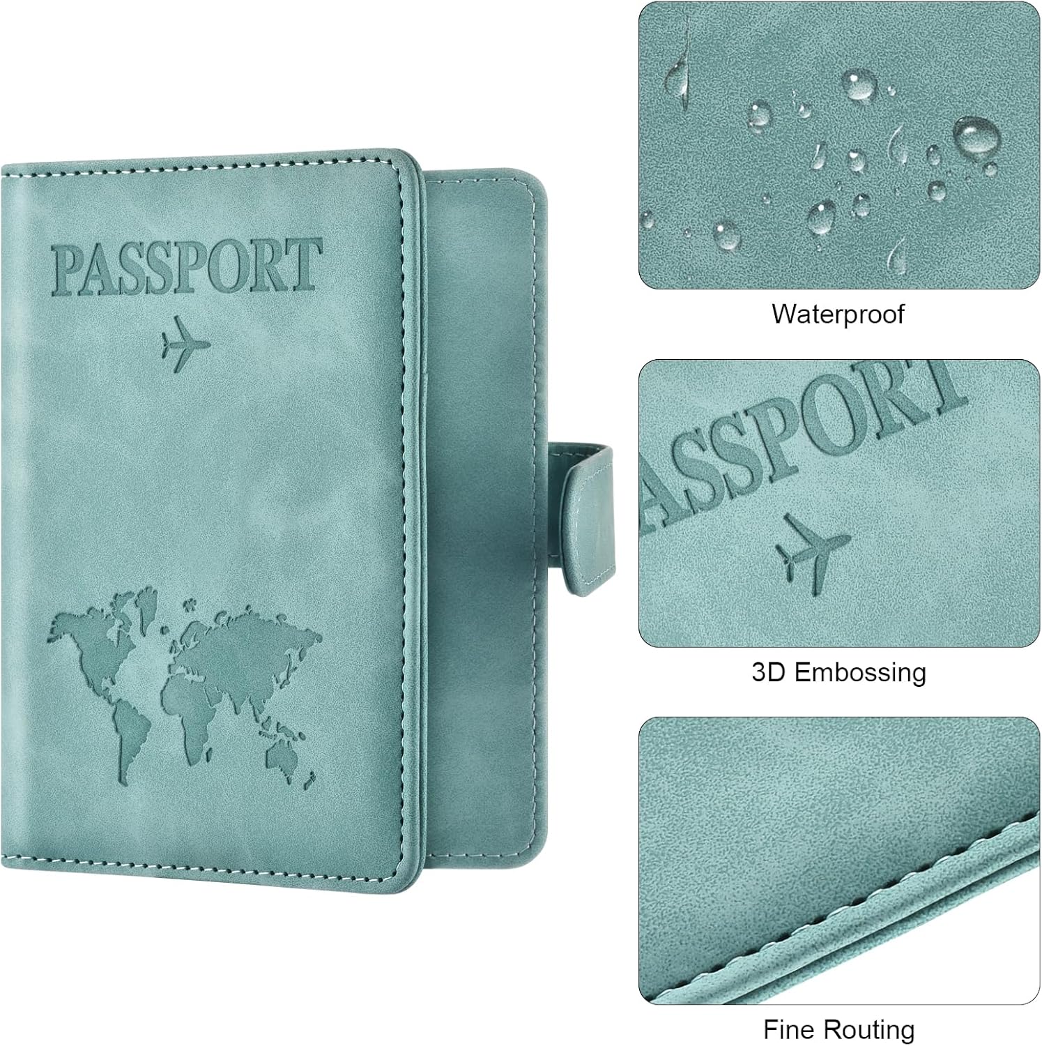 Eoehro Passport Holder for Travel Essentials, Passport Wallet Cover Case for Travel Must Haves Accessories,Passport Book Holders for Women and Men(light blue)