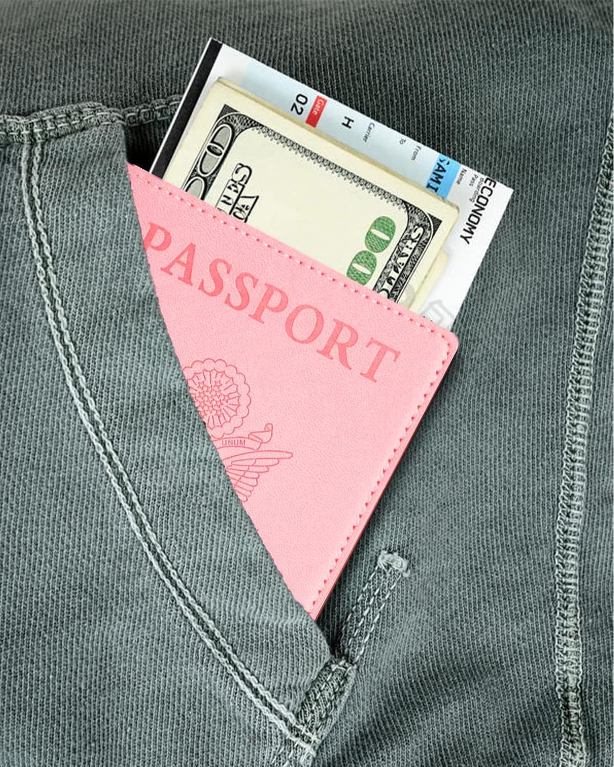 Sizobi Leather Passport Holder Covers, Passport Holder for Travel Women, RFID Blocking Wallet Case, International Travel Must Haves Travel Accessories for Women Men,Cruise Ship Essentials Gifts, Pink