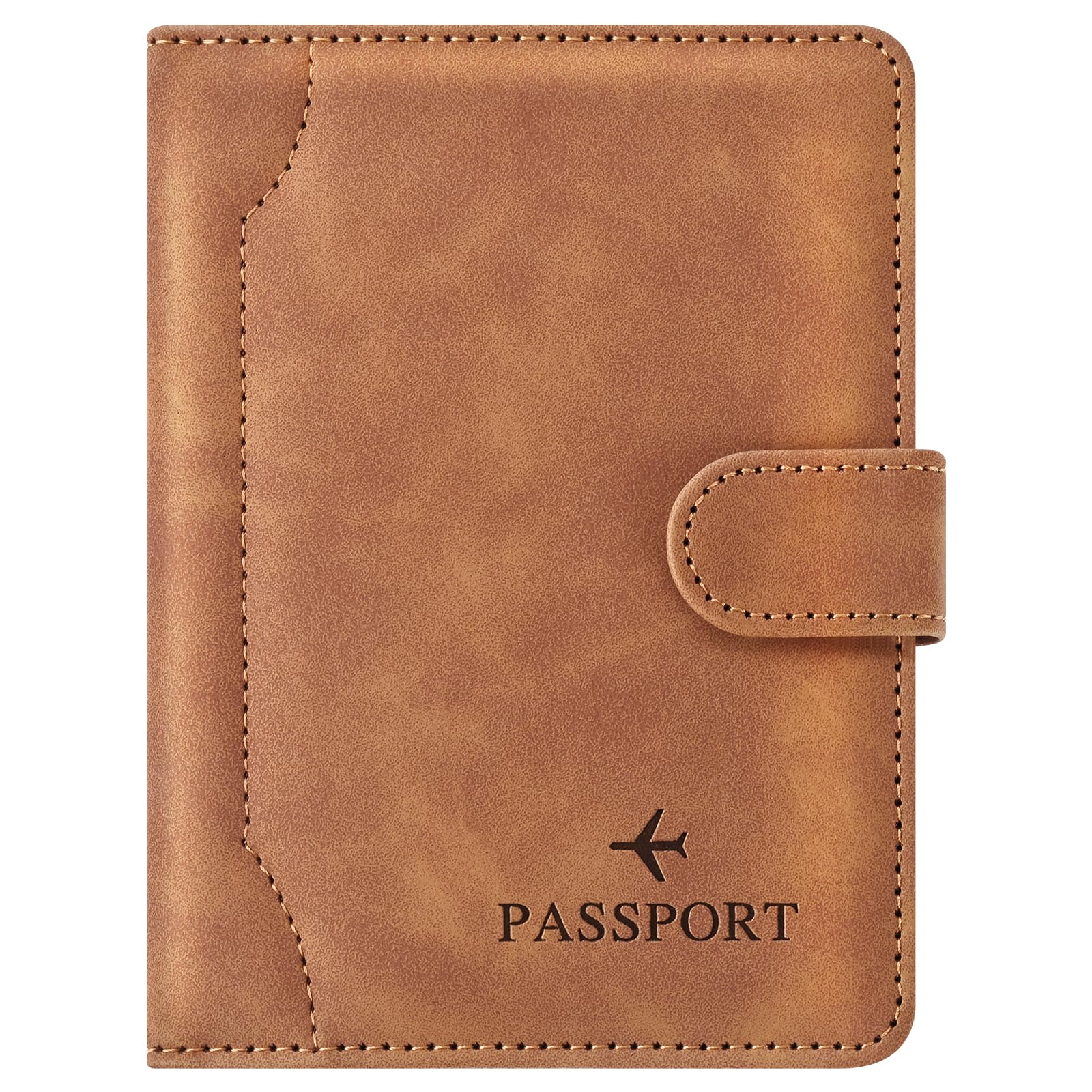 Herain Passport Holder Wallet Cover Case for Women Men Family, Metal US Badge Passport Book Holders with RFID Blocking, Travel Must Haves Cruise Ship Essentials (purple)