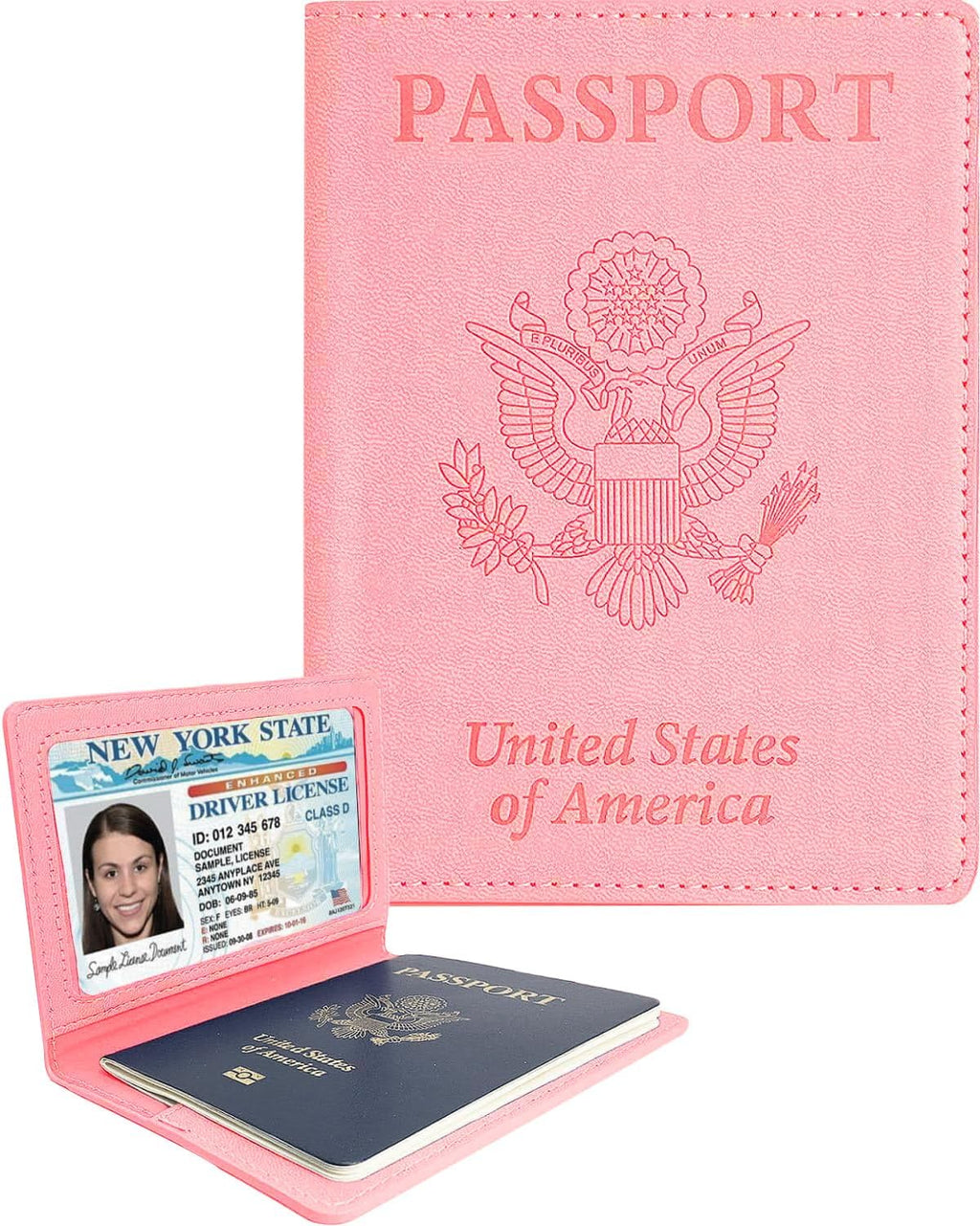Sizobi Leather Passport Holder Covers, Passport Holder for Travel Women, RFID Blocking Wallet Case, International Travel Must Haves Travel Accessories for Women Men,Cruise Ship Essentials Gifts, Pink