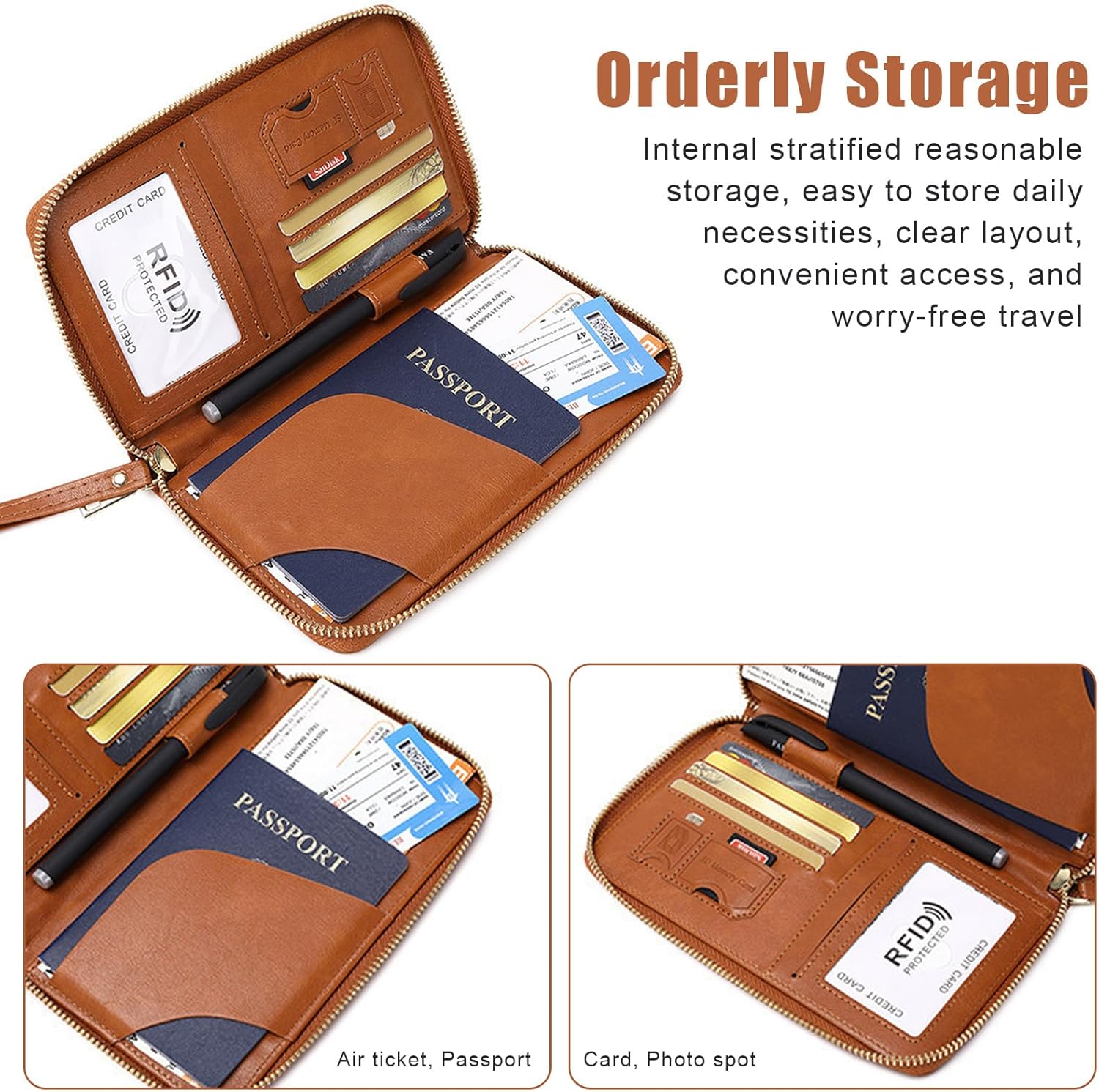 Multi-Function RFID Travel Passport Wallet with Phone Pocket - Ultimate Passport Holder for Women & Men | Holds Phones, Passports, Cash, Cards & Boarding Passes (Black)