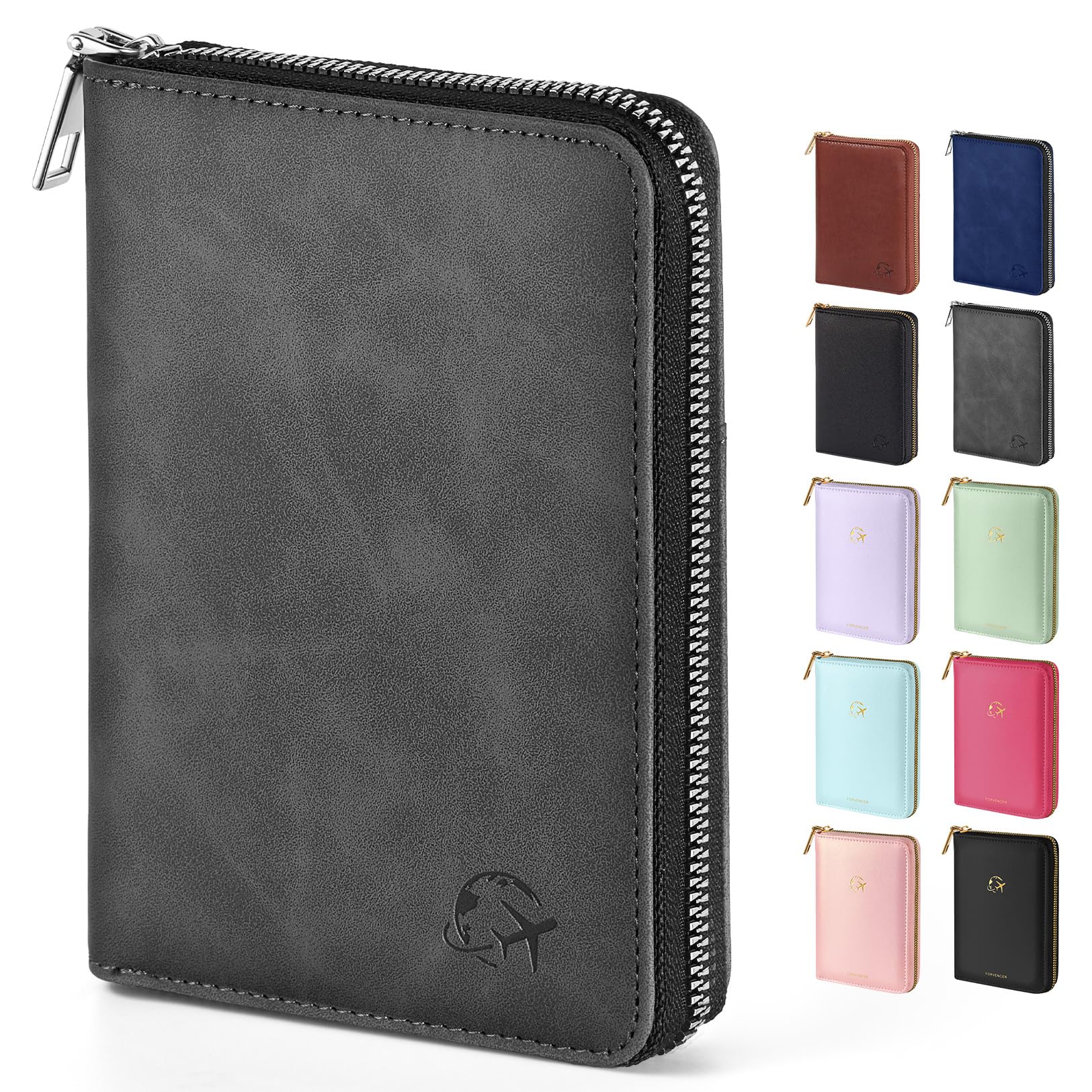 Forvencer Passport Holder Cover with Safe Zipper Closure, Premium Passport Wallet for Travel, Cute RFID Blocking Card Case, Waterproof Travel Accessories for Women, Black