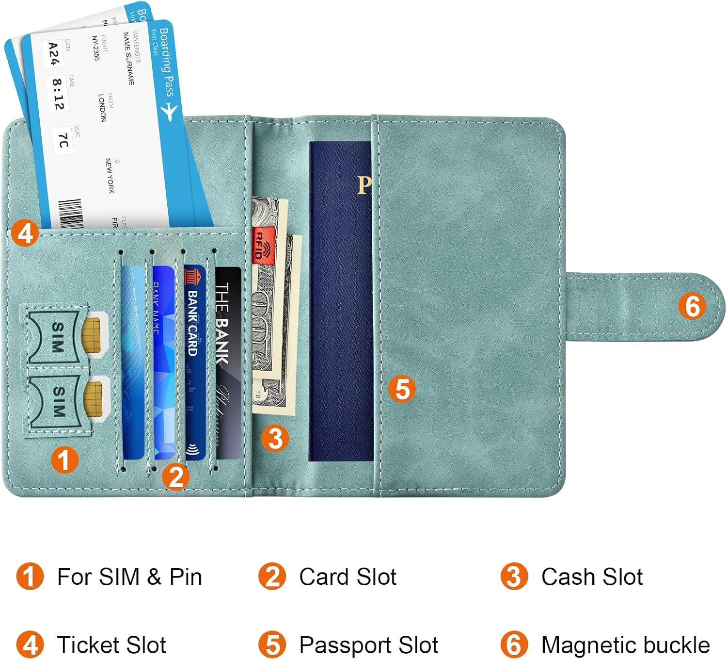 Eoehro Passport Holder for Travel Essentials, Passport Wallet Cover Case for Travel Must Haves Accessories,Passport Book Holders for Women and Men(light blue)
