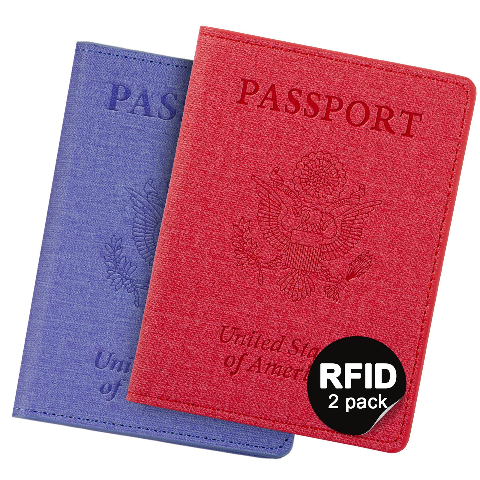 2 Pack Passport Cover With Card Slots RFID Blocking-White&Black