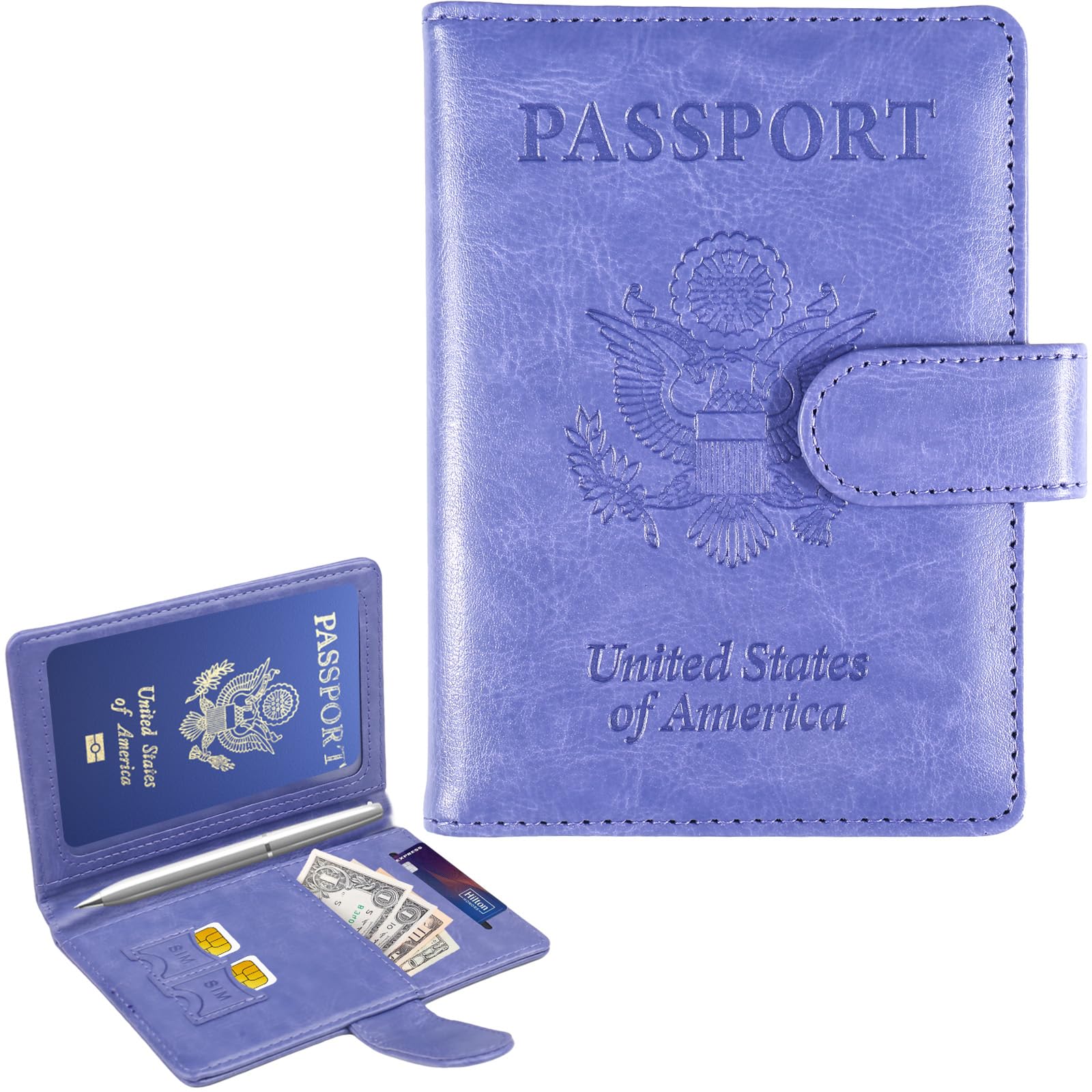 Sizobi Leather Passport Holder Covers, Passport Holder for Travel Women, RFID Blocking Wallet Case, International Travel Must Haves Travel Accessories for Women Men,Cruise Ship Essentials Gifts, Pink