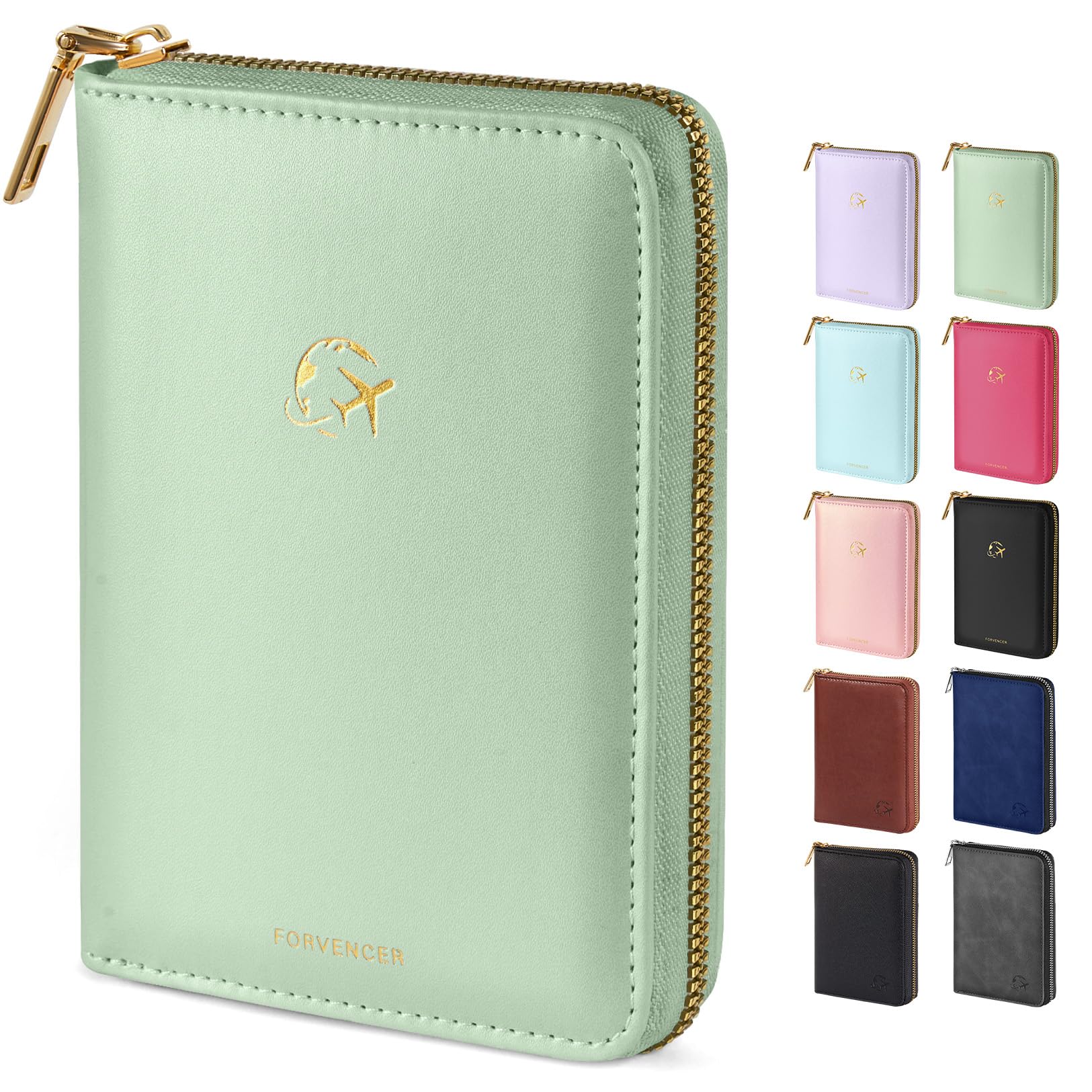 Forvencer Passport Holder Cover with Safe Zipper Closure, Premium Passport Wallet for Travel, Cute RFID Blocking Card Case, Waterproof Travel Accessories for Women, Black