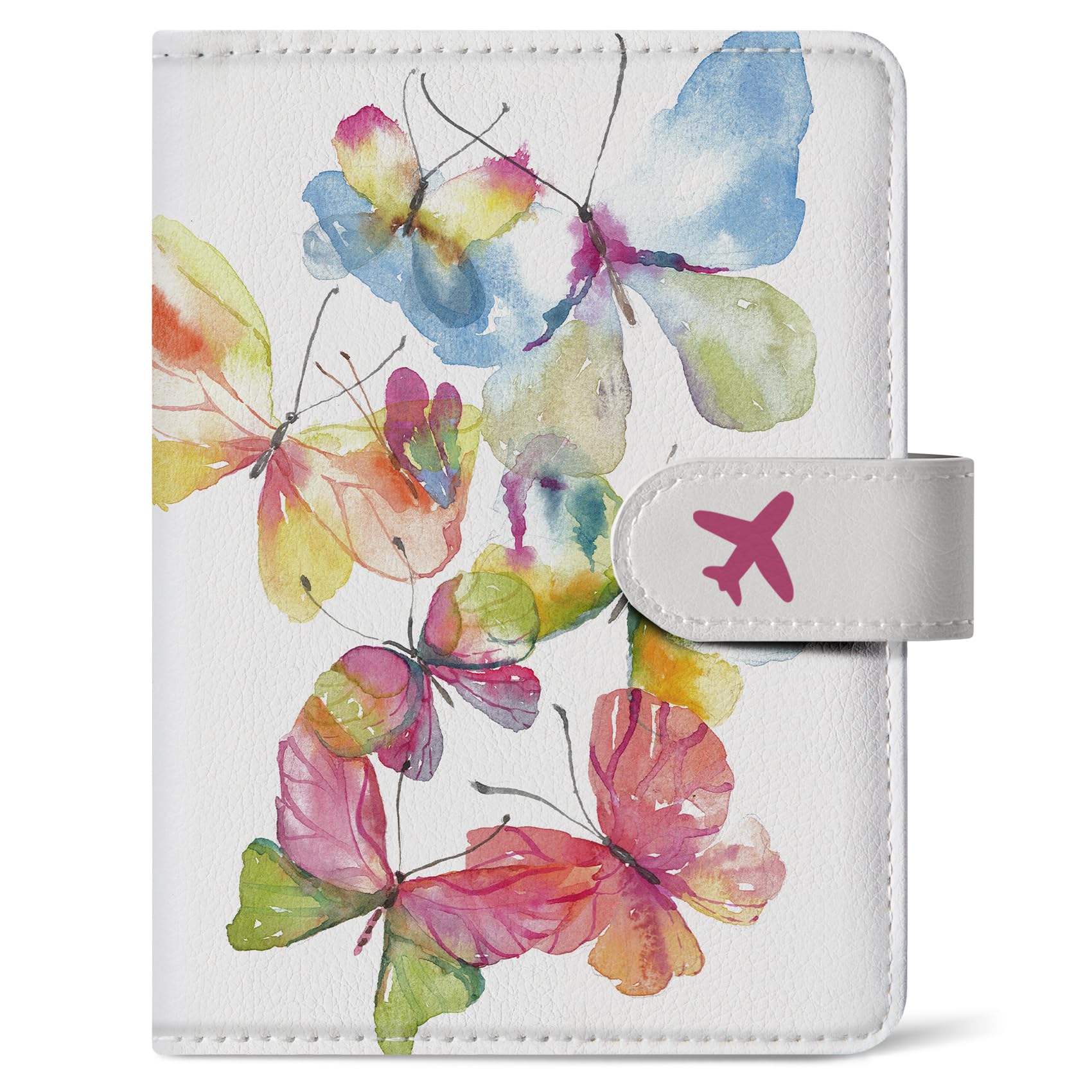 Passport Holder for Travel Essentials, RFID Blocking Leather Cover Wallet with Magnetic Closure, Aesthetic & Cute Passport Book Case for Women and Men - Wildflower