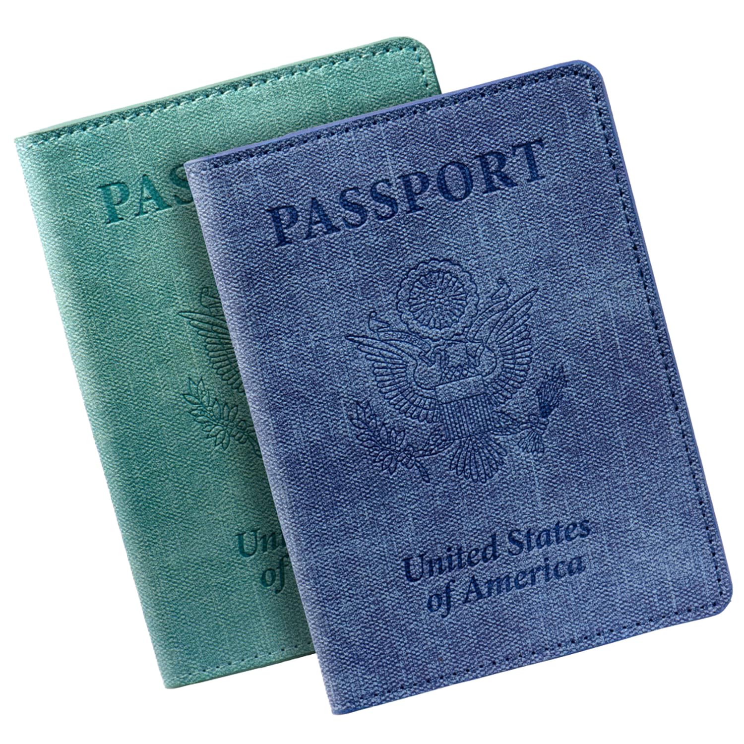 2 Pack Passport Cover With Card Slots RFID Blocking-White&Black