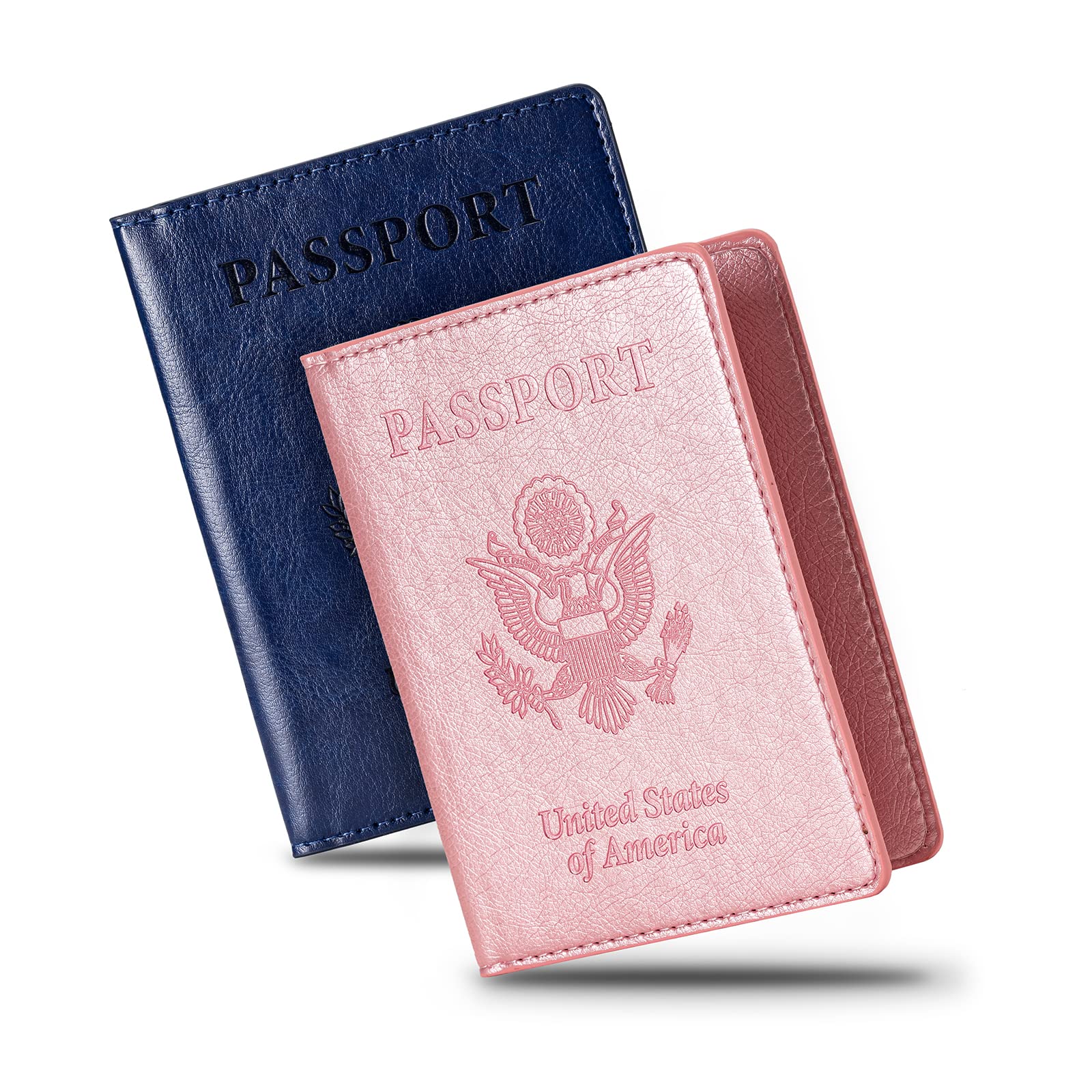 2 Pcs Passport holders，Ultra Slim passport wallet，PU Leather Passport Cover for Women and Men