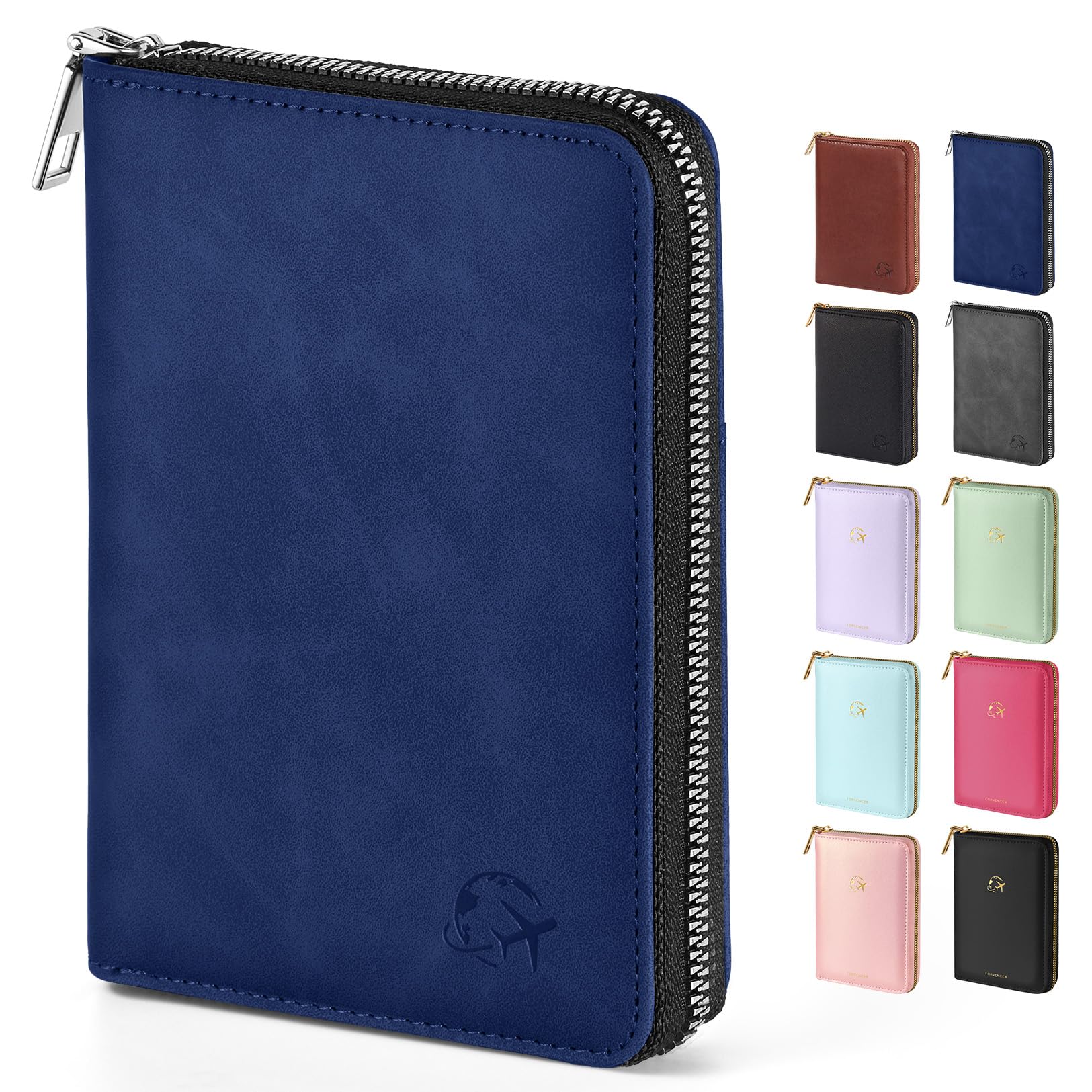 Forvencer Passport Holder Cover with Safe Zipper Closure, Premium Passport Wallet for Travel, Cute RFID Blocking Card Case, Waterproof Travel Accessories for Women, Black