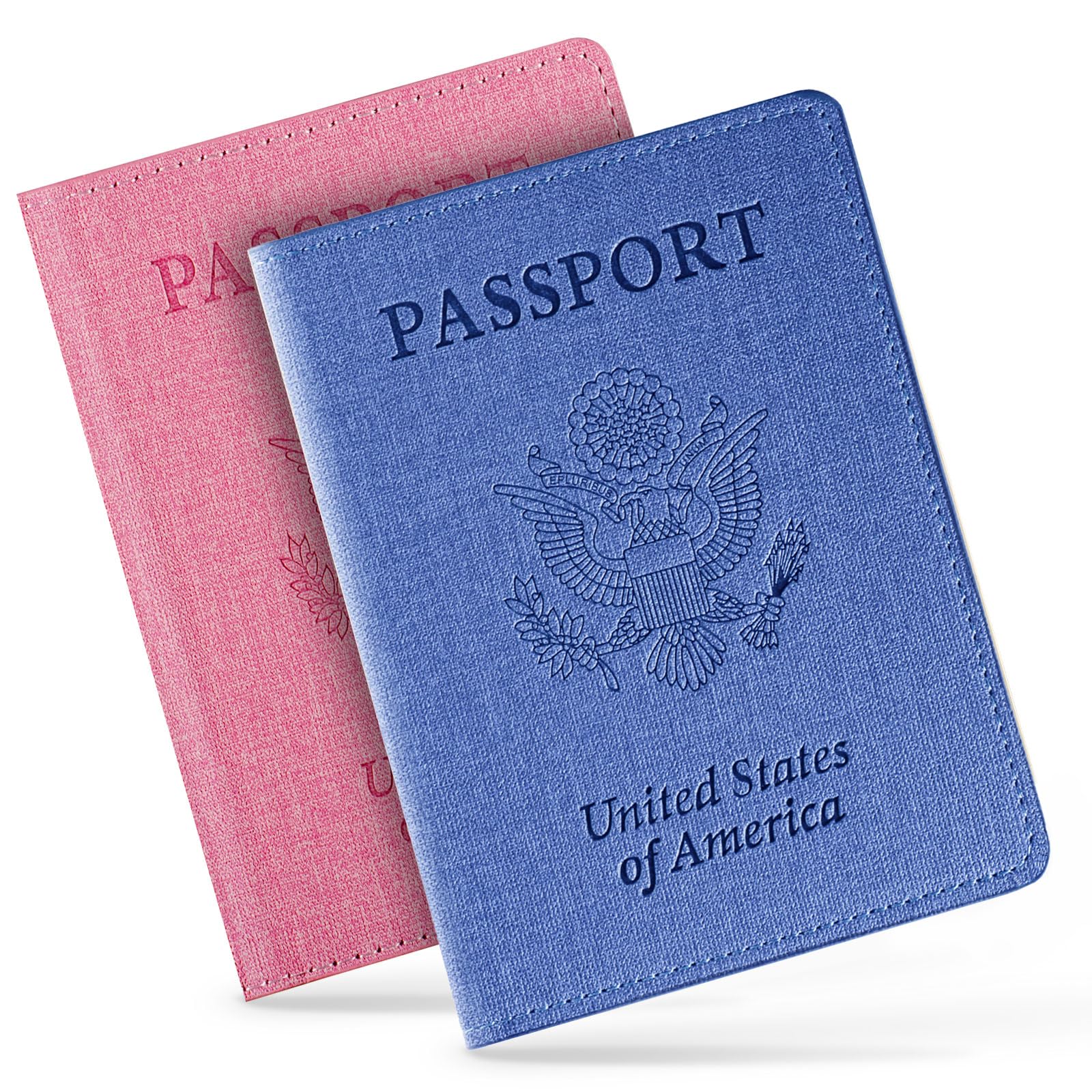 2 Pack Passport Cover With Card Slots RFID Blocking-White&Black