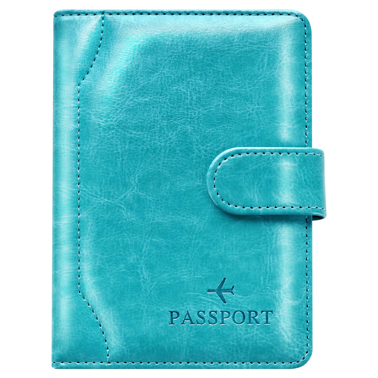 Herain Passport Holder Wallet Cover Case for Women Men Family, Metal US Badge Passport Book Holders with RFID Blocking, Travel Must Haves Cruise Ship Essentials (purple)