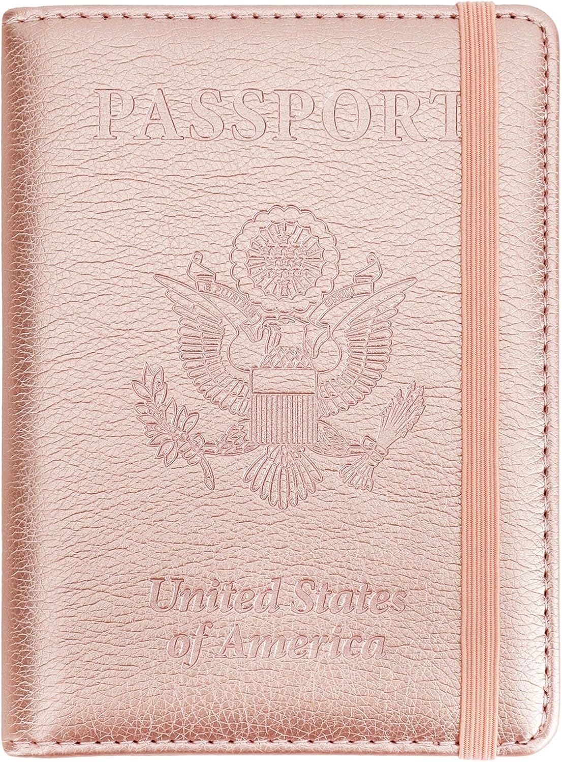 Passport Holder for Travel Essentials, Passport Cover Wallet Passport Holders for Women Men, PU Leather Passport Book Card Case with Pen Holder for Family Travel Must Haves Accessories, Rose Gold