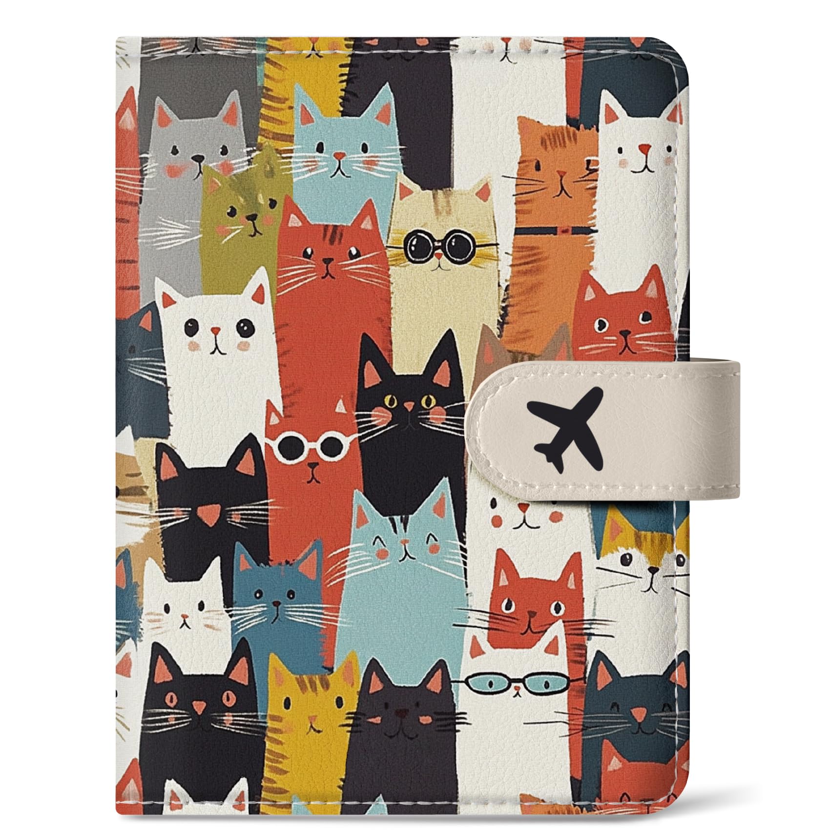 Passport Holder for Travel Essentials, RFID Blocking Leather Cover Wallet with Magnetic Closure, Aesthetic & Cute Passport Book Case for Women and Men - Wildflower