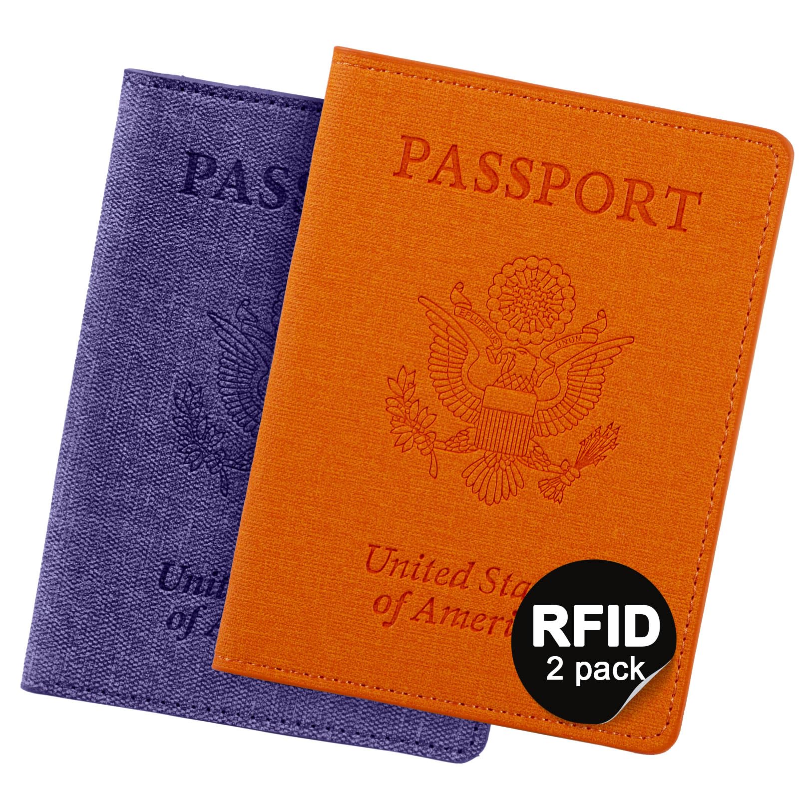 2 Pack Passport Cover With Card Slots RFID Blocking-White&Black